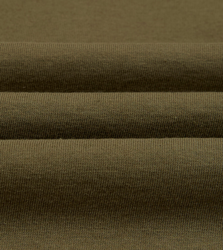 Olive Cotton Jersey Long-Sleeve Polo Shirt