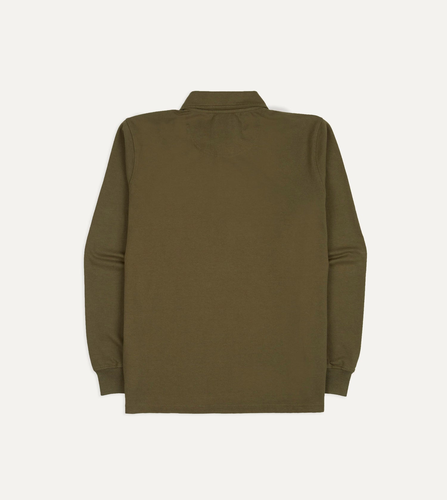 Olive Cotton Jersey Long-Sleeve Polo Shirt