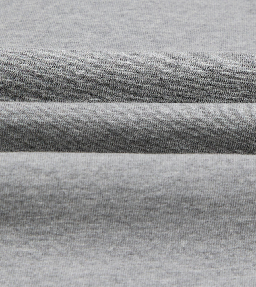 Grey Melange Cotton Jersey Long-Sleeve Polo Shirt
