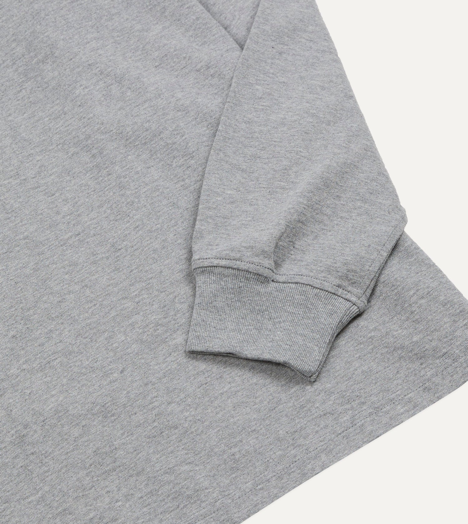 Grey Melange Cotton Jersey Long-Sleeve Polo Shirt