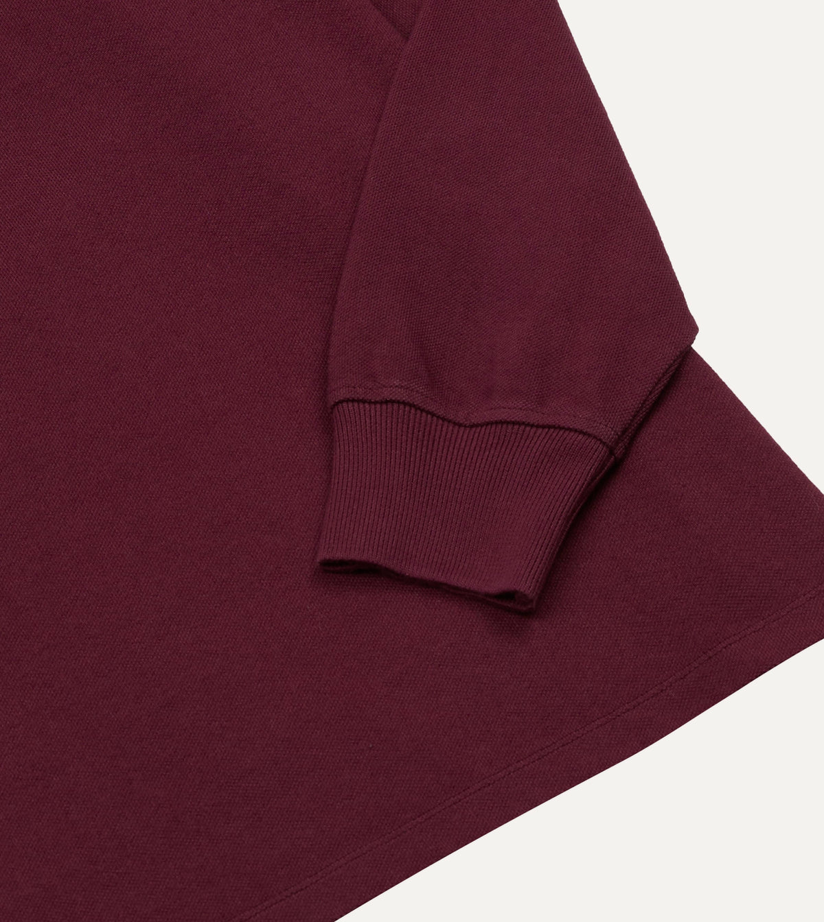 Burgundy Pique Cotton Long-Sleeve Polo Shirt