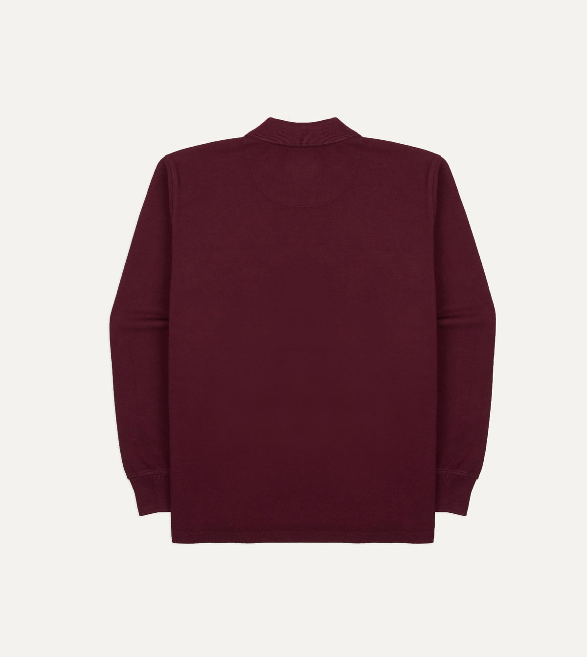 Burgundy Pique Cotton Long-Sleeve Polo Shirt