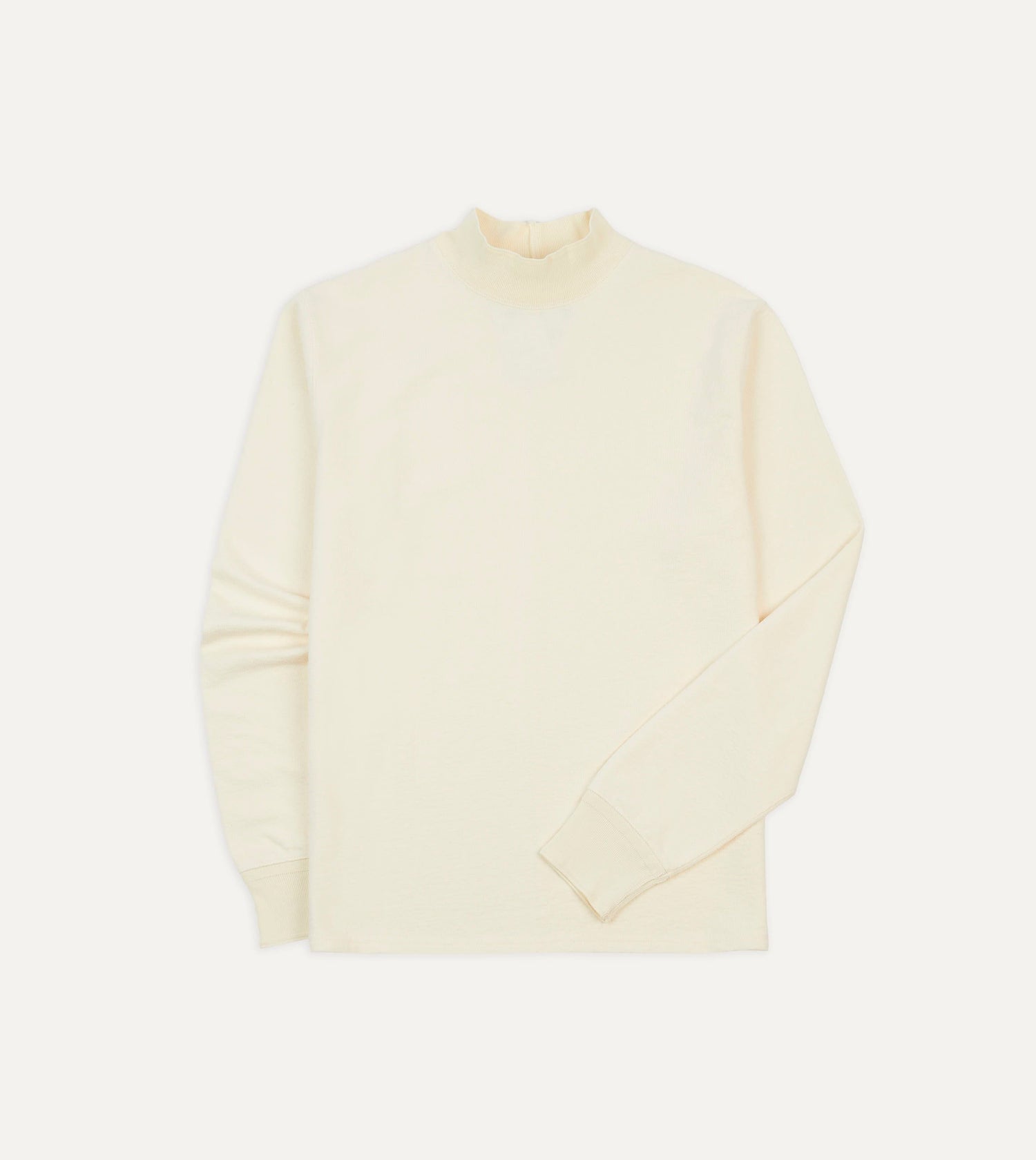 Ecru Cotton Long-Sleeve Mock Neck Hiking T-Shirt