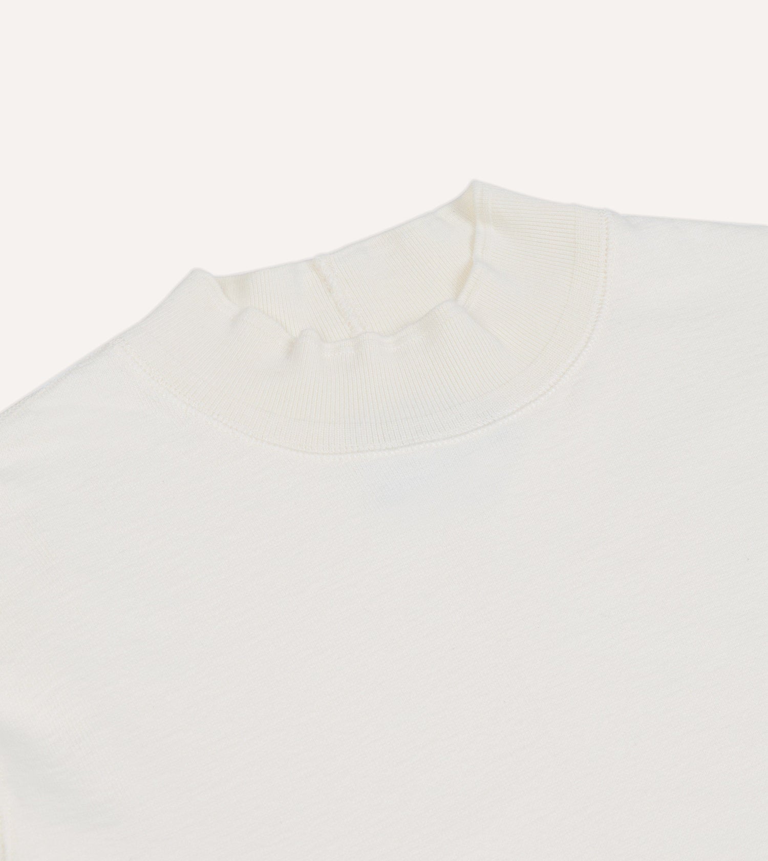 Antique White Cotton Long-Sleeve Mock Neck Hiking T-Shirt
