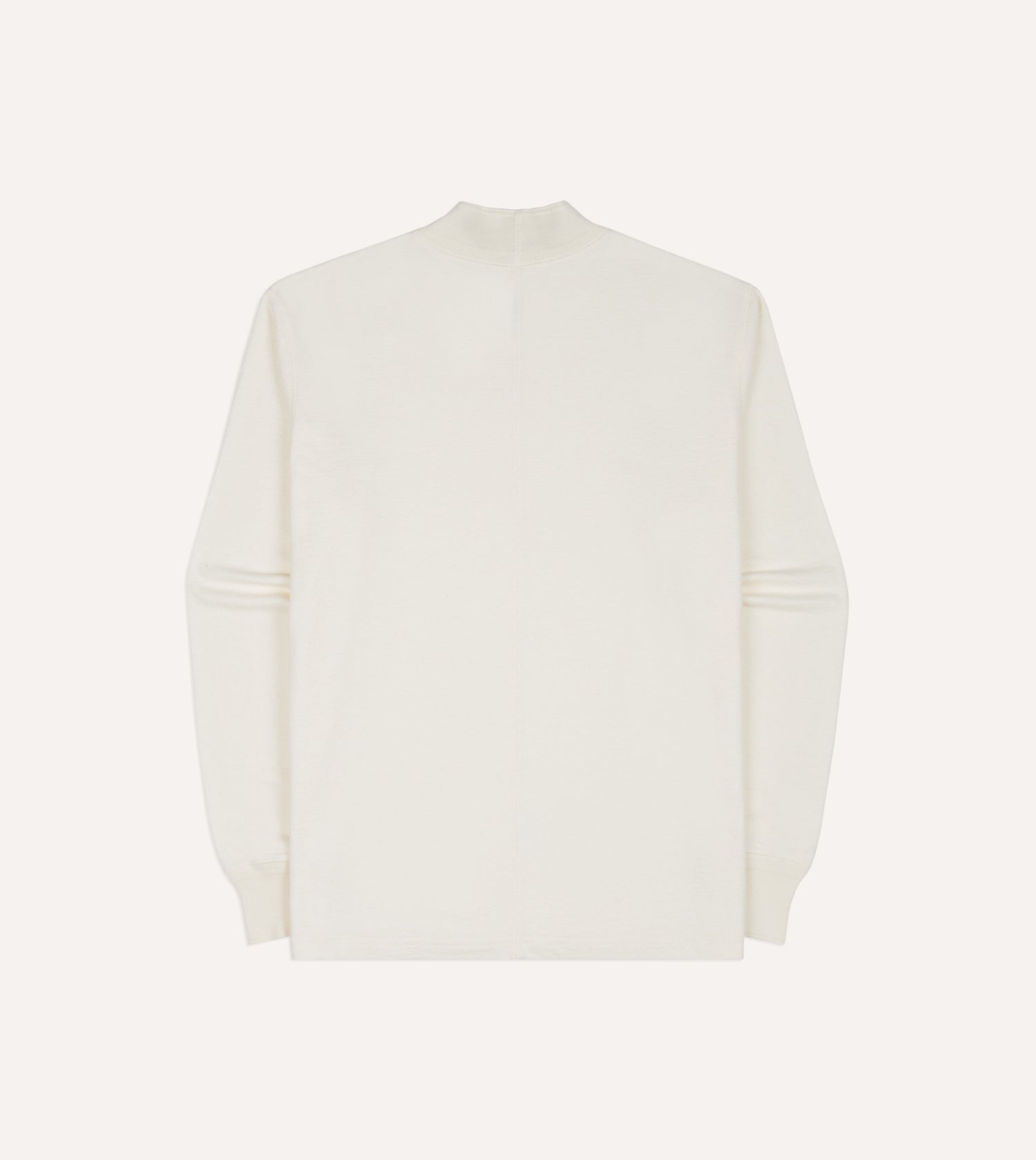 Antique White Cotton Long-Sleeve Mock Neck Hiking T-Shirt