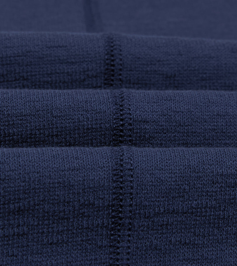 Navy Cotton Long-Sleeve Mock Neck Hiking T-Shirt