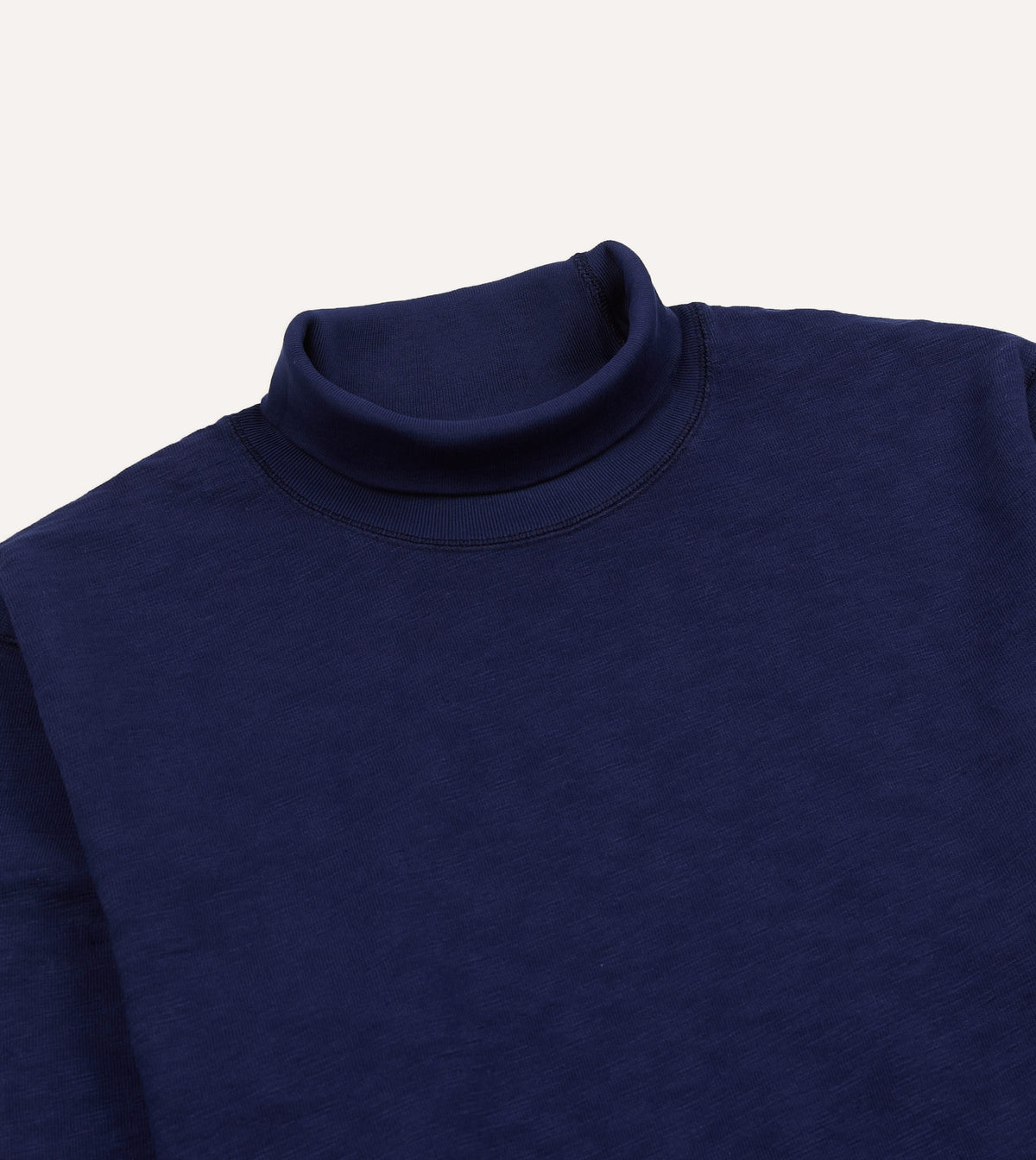 Navy Slub Cotton Long-Sleeve Mock Neck Hiking T-Shirt