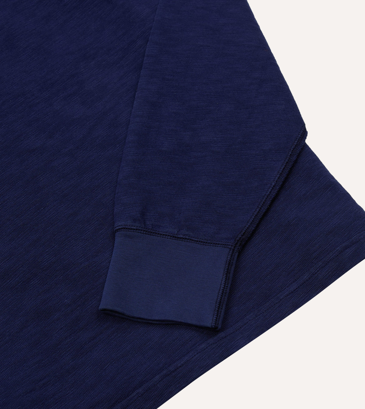Navy Slub Cotton Long-Sleeve Mock Neck Hiking T-Shirt