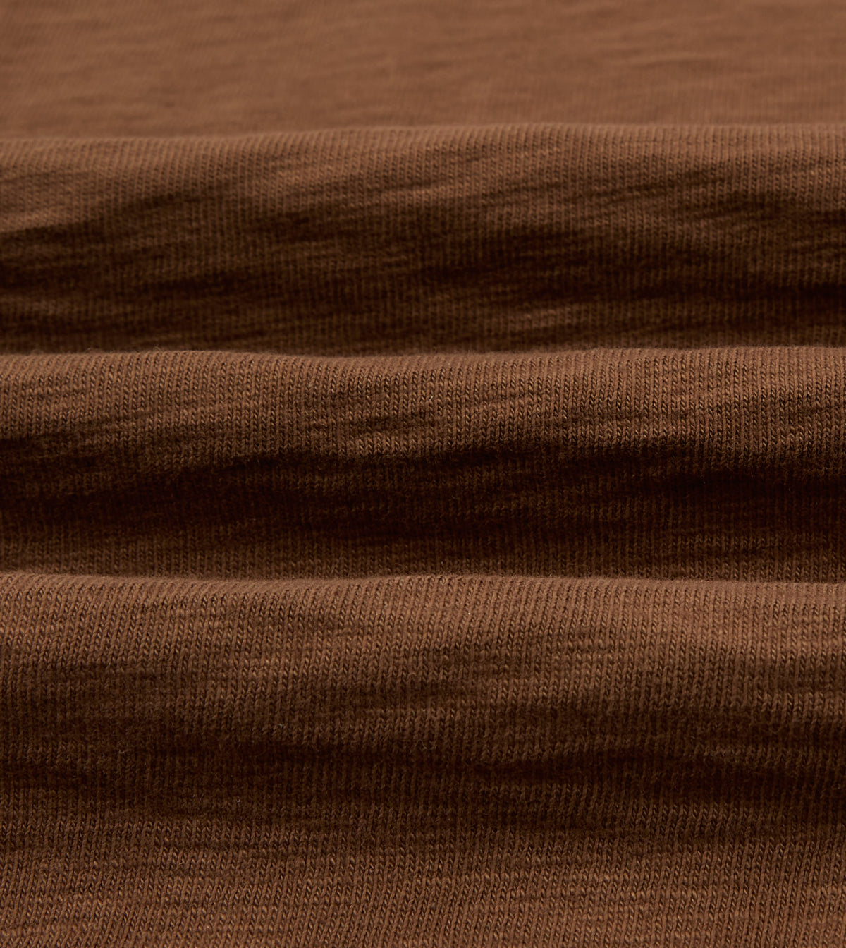 Brown Slub Cotton Long-Sleeve Mock Neck Hiking T-Shirt