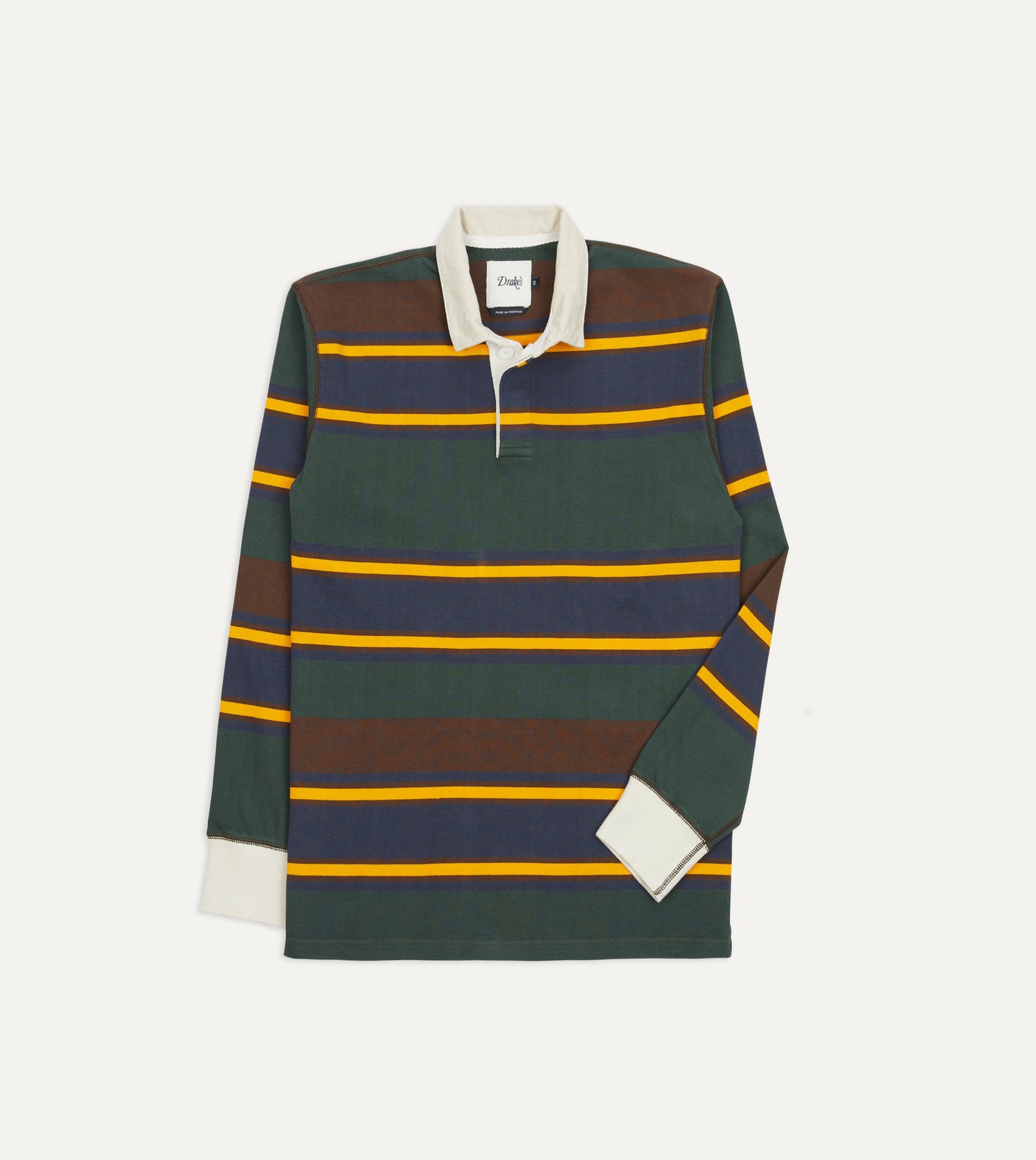 Green, Navy and Gold Stripe Cotton Rugby Shirt