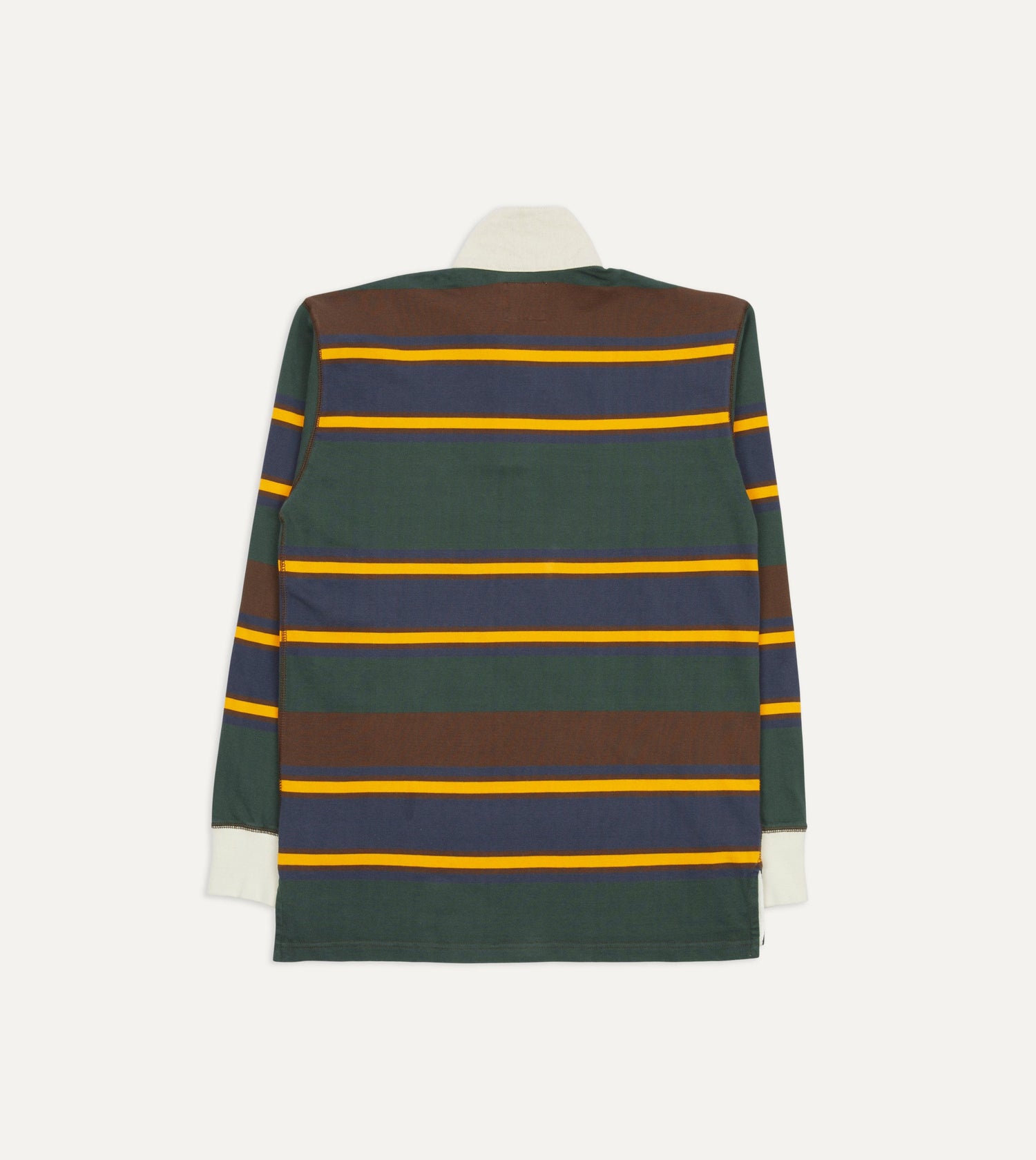 Green, Navy and Gold Stripe Cotton Rugby Shirt