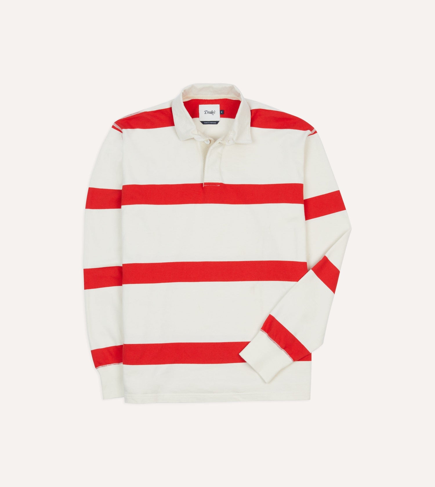 White and Red Stripe Cotton Rugby Shirt