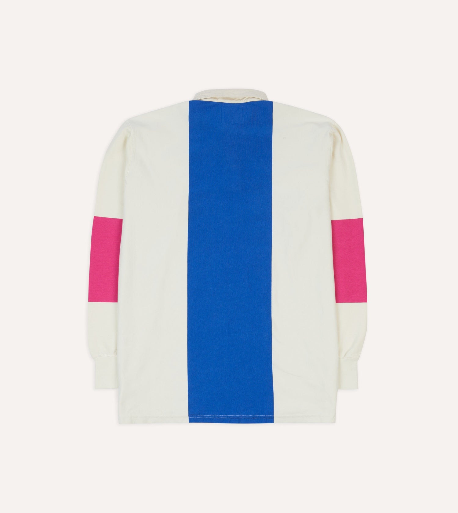 White, Pink and Blue Panel Stripe Cotton Rugby Shirt