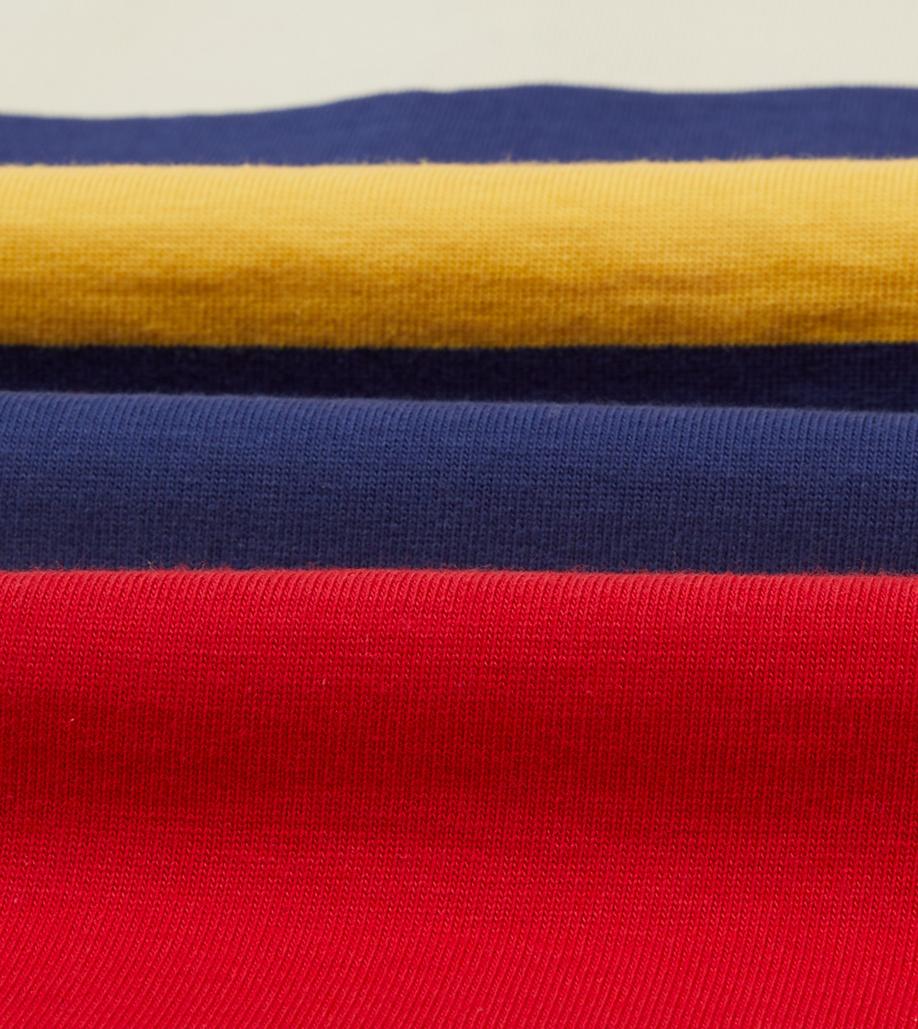 Red, Yellow and Navy Multi Stripe Cotton Rugby Shirt
