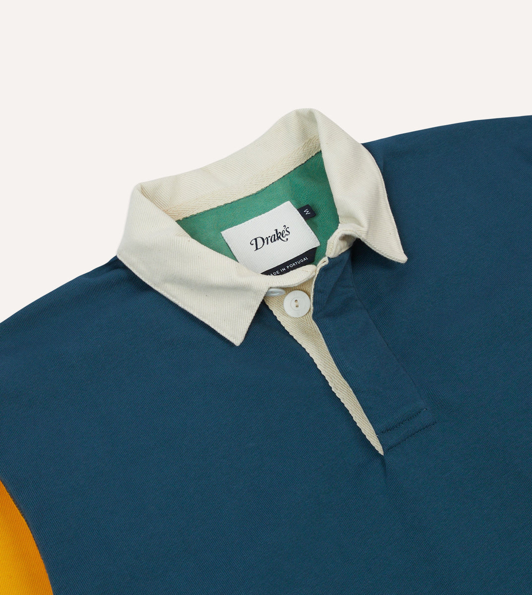 Navy, Yellow, Red and Green Colourblock Cotton Rugby Shirt – Drakes