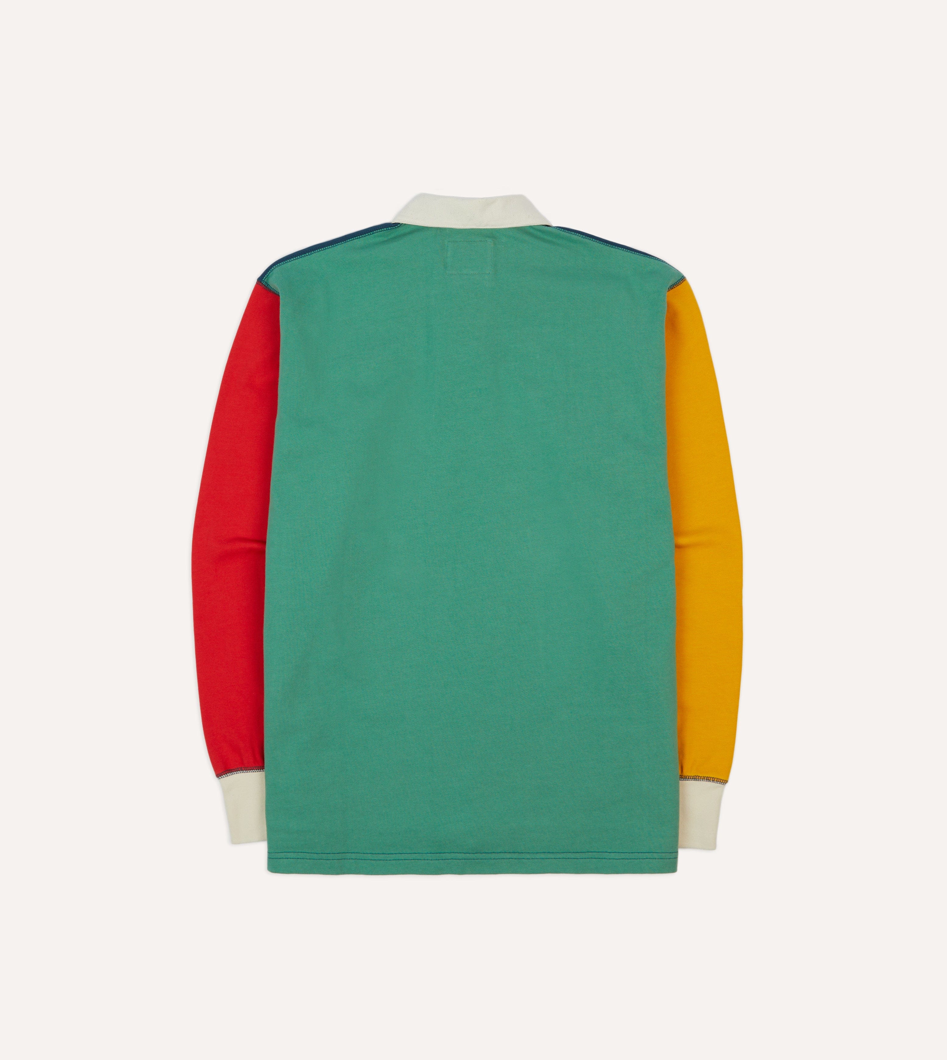 Navy, Yellow, Red and Green Colourblock Cotton Rugby Shirt
