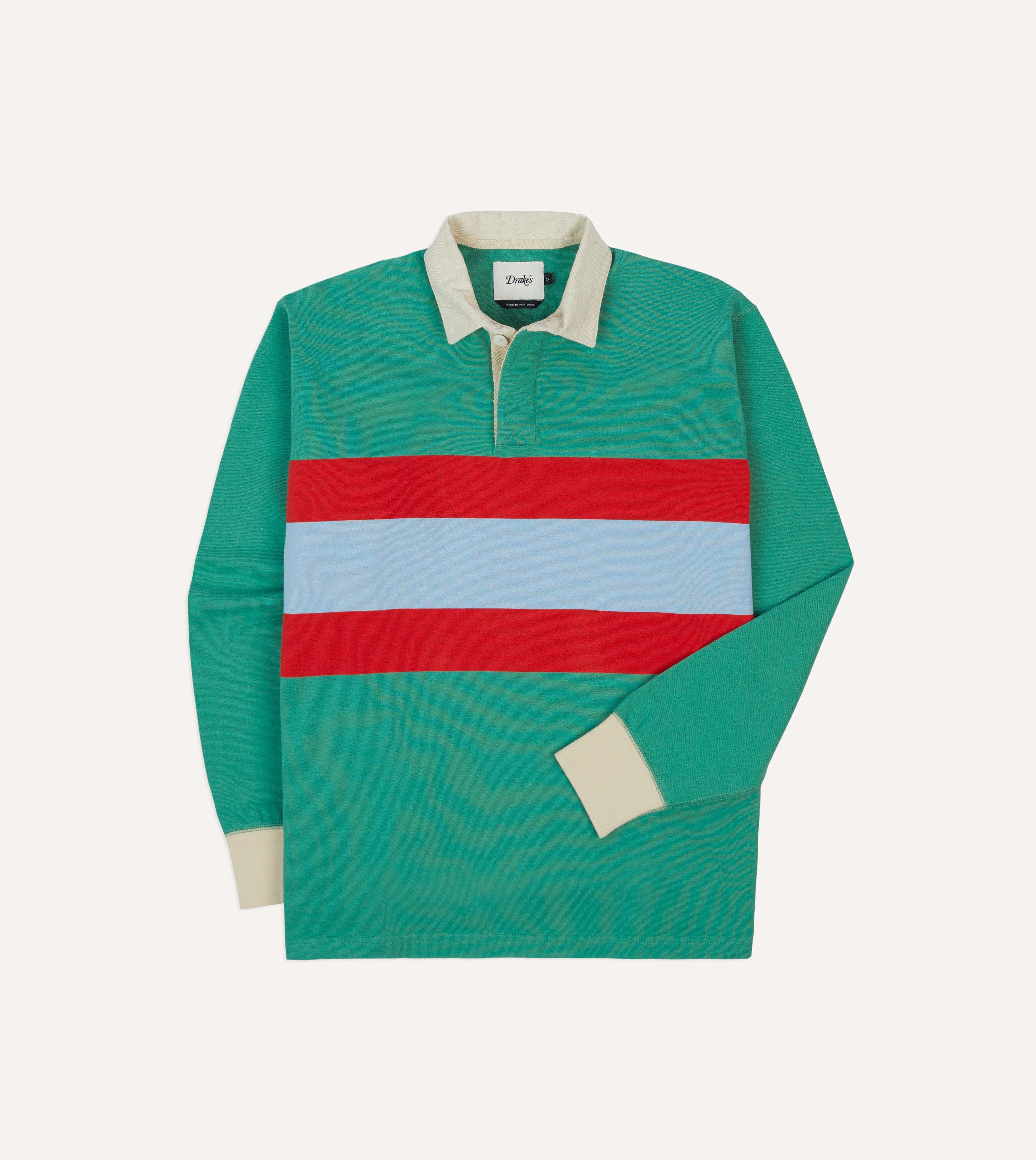 Green, Blue and Red Centre Stripe Cotton Rugby Shirt