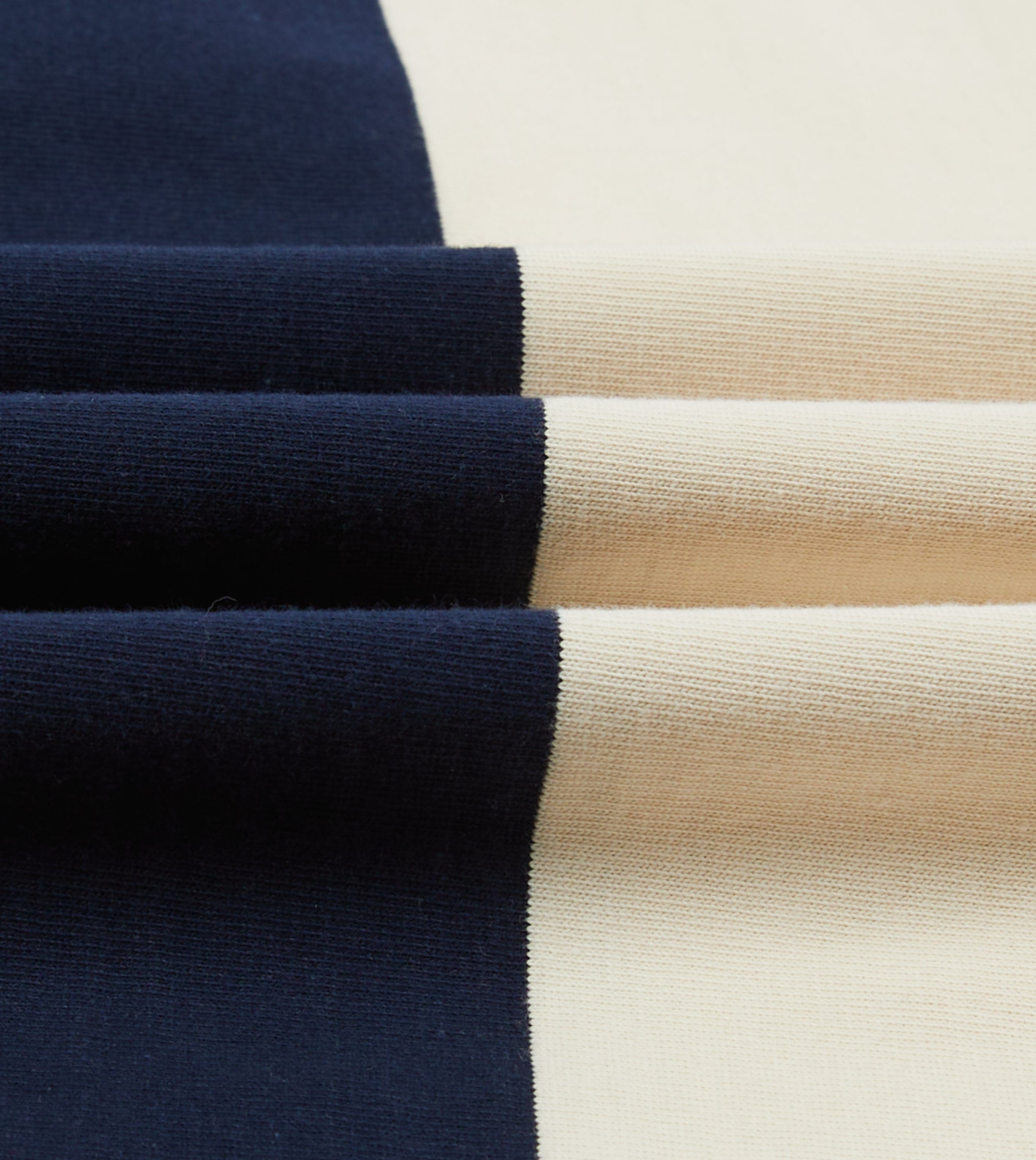 Navy, Red and Ecru Vertical Block Stripe Cotton Rugby Shirt