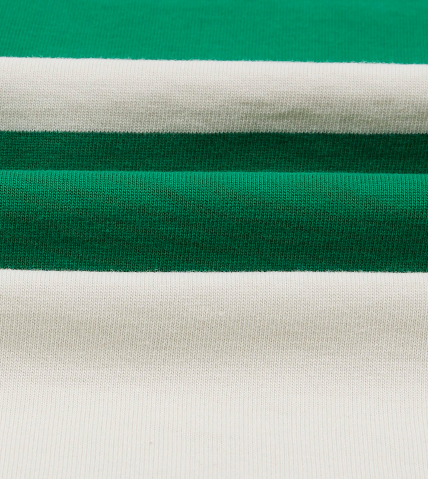 Green and White Stripe Cotton Mandarin Collar Rugby Shirt