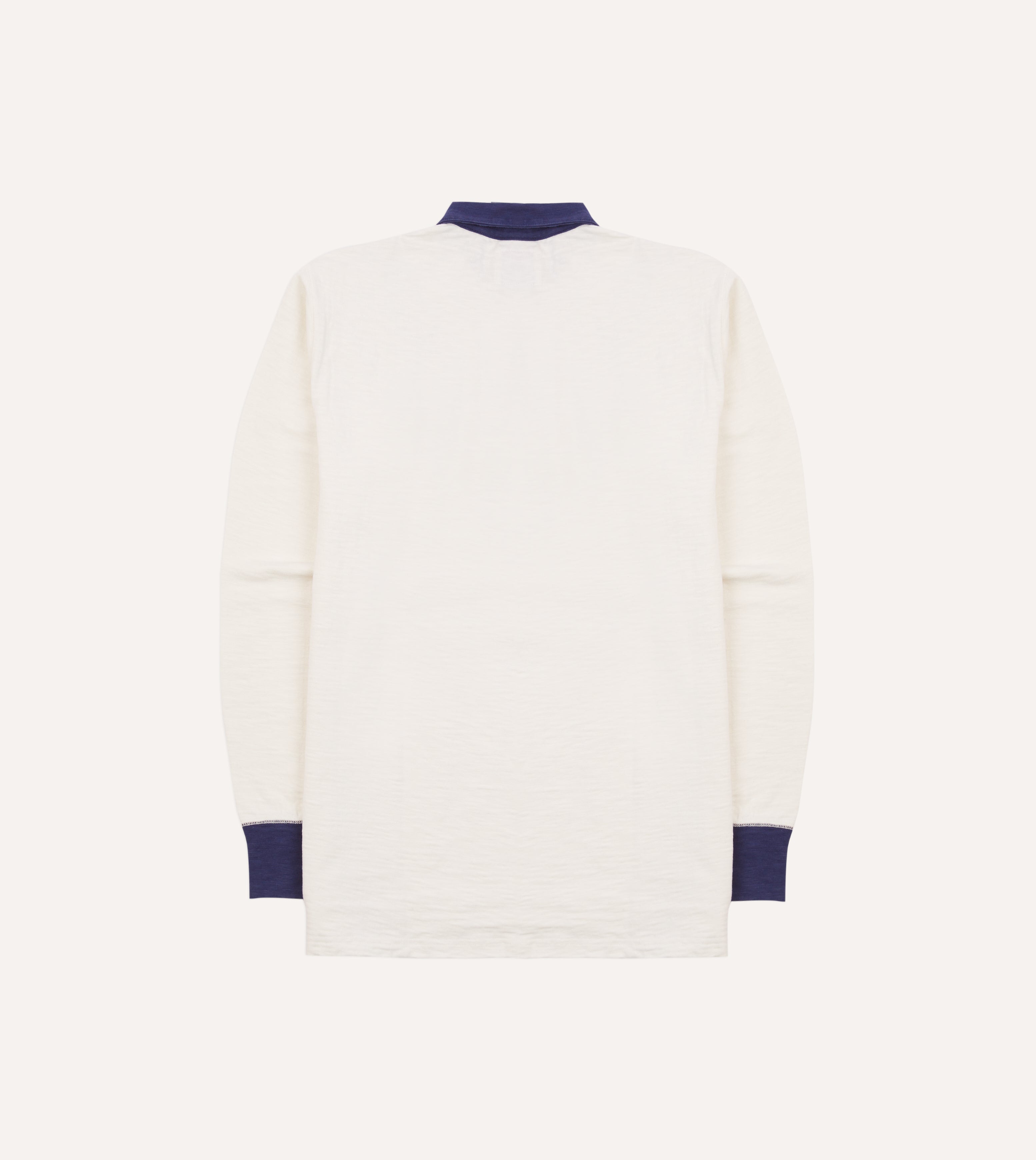 Ecru and Navy Chevron Flamé Cotton Rugby Shirt