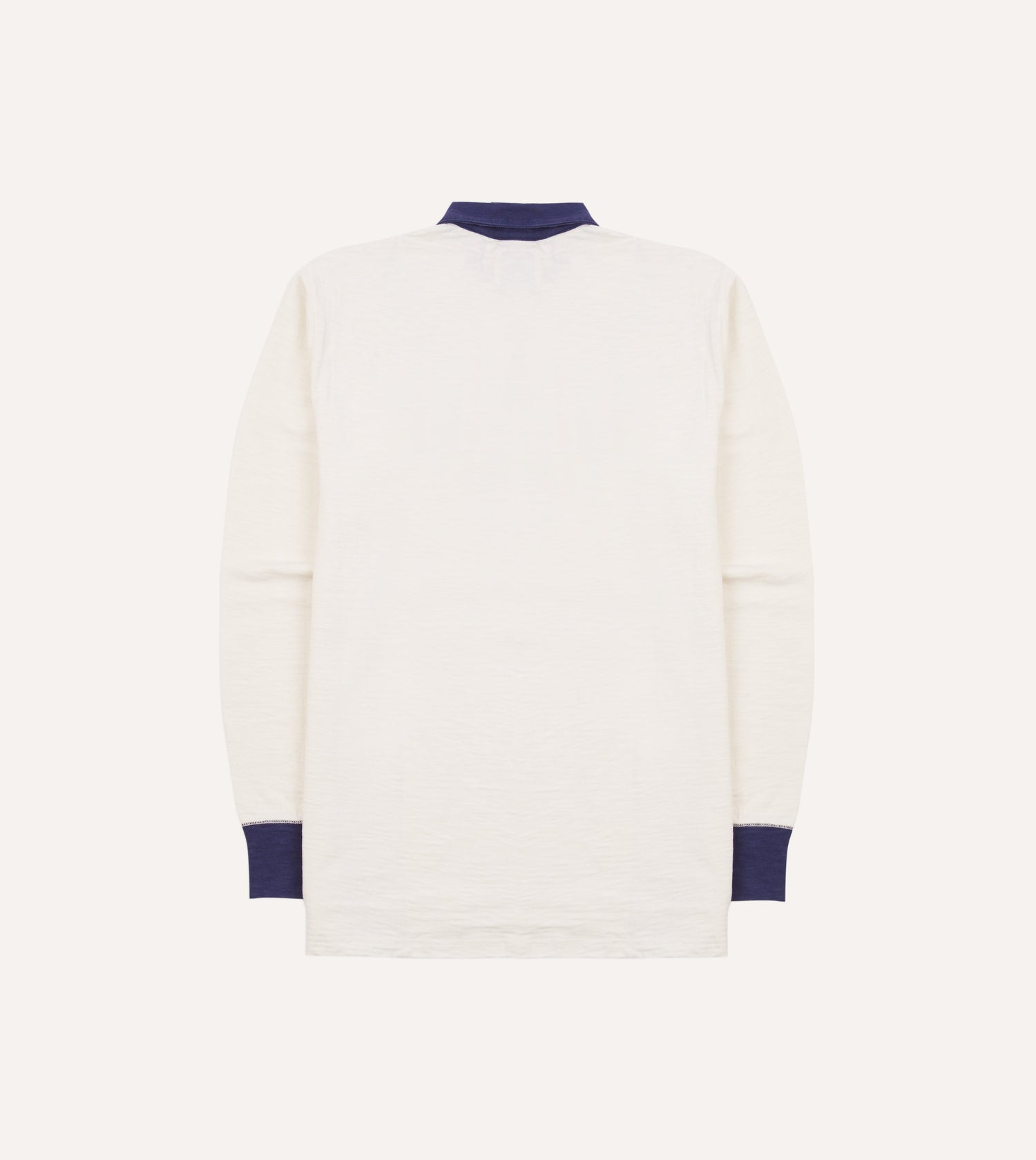 Ecru and Navy Chevron Flamé Cotton Rugby Shirt