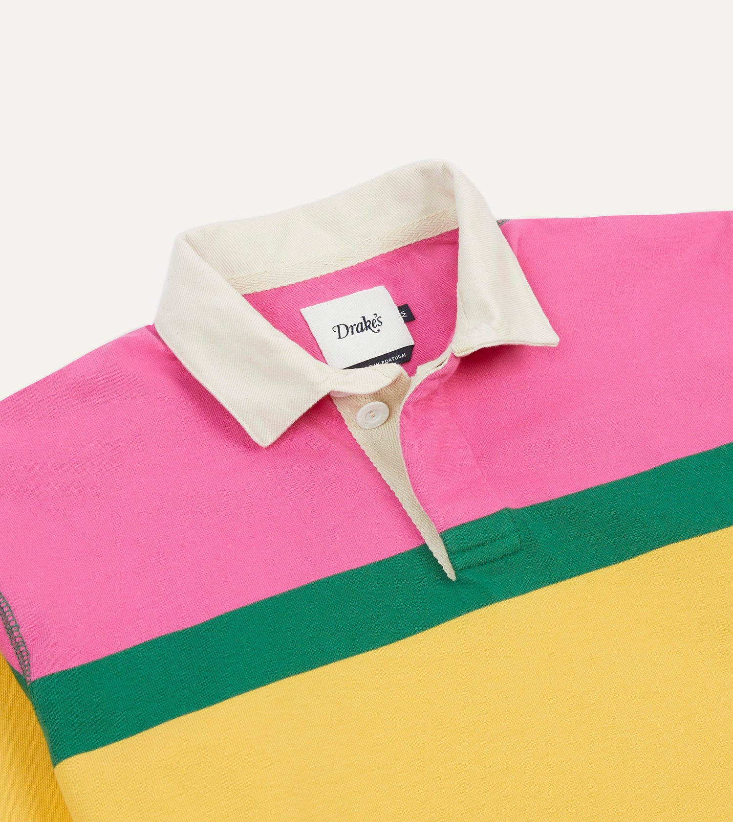 Pink, Green, Yellow and Navy Multi Stripe Cotton Rugby Shirt