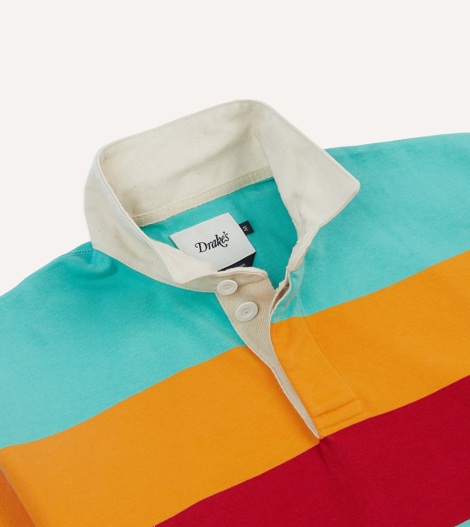 Turquoise, Yellow, Blue and Red Multi Stripe Cotton Rugby Shirt