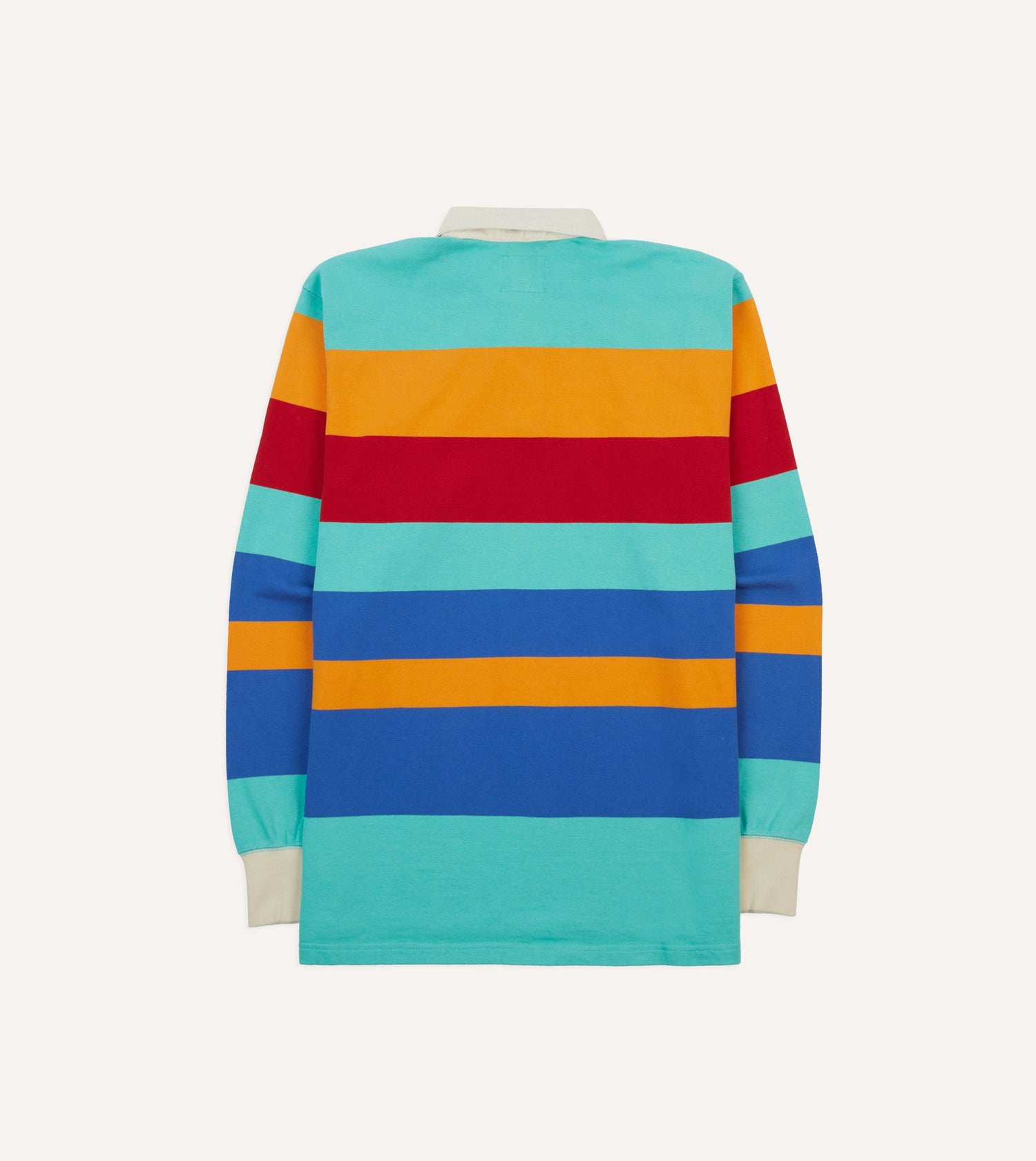 Turquoise, Yellow, Blue and Red Multi Stripe Cotton Rugby Shirt