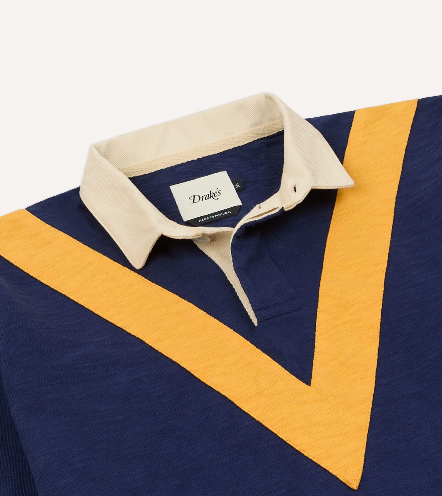 Navy and Yellow Chevron Flamé Cotton Rugby Shirt