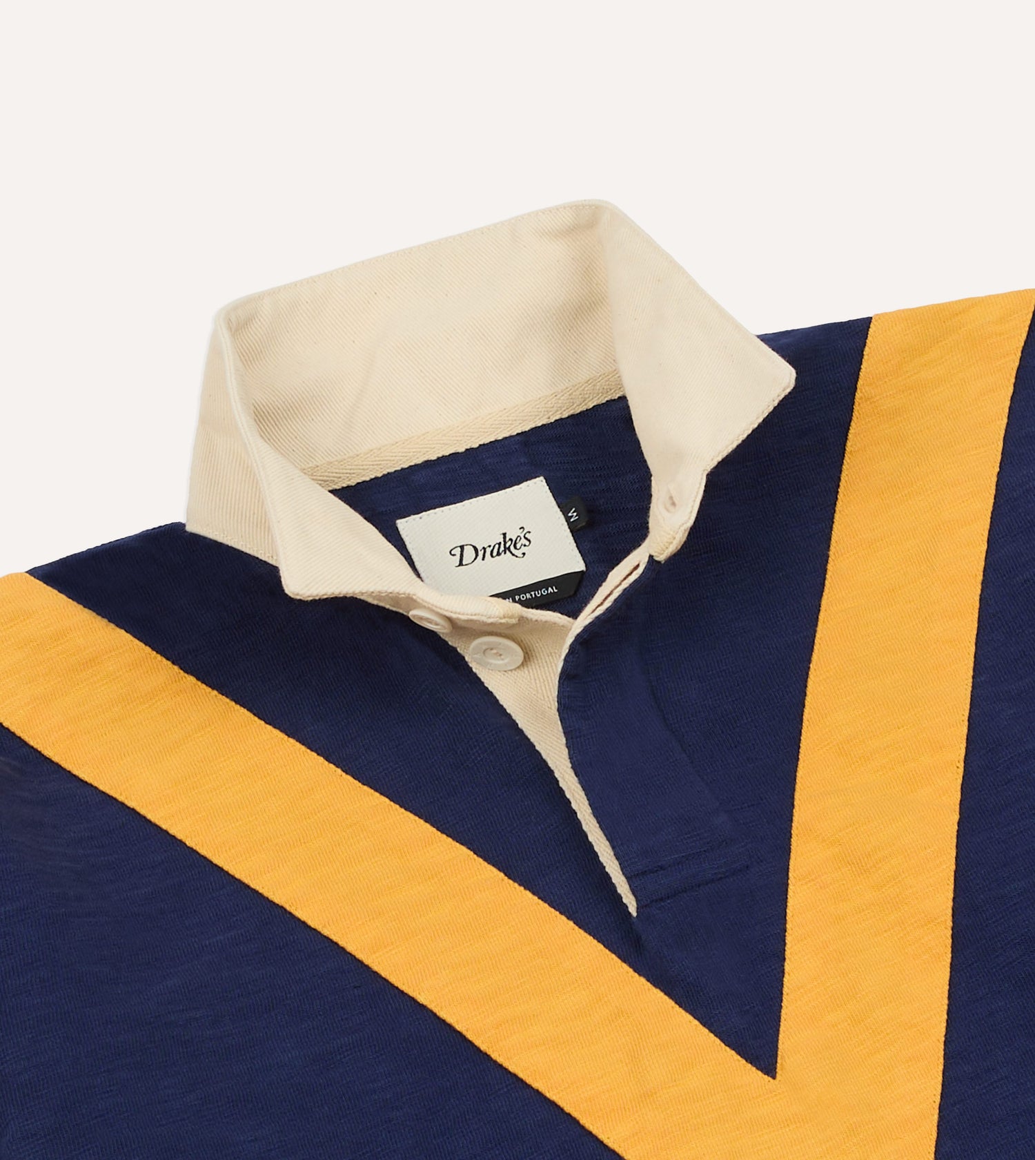 Navy and Yellow Chevron Flamé Cotton Rugby Shirt