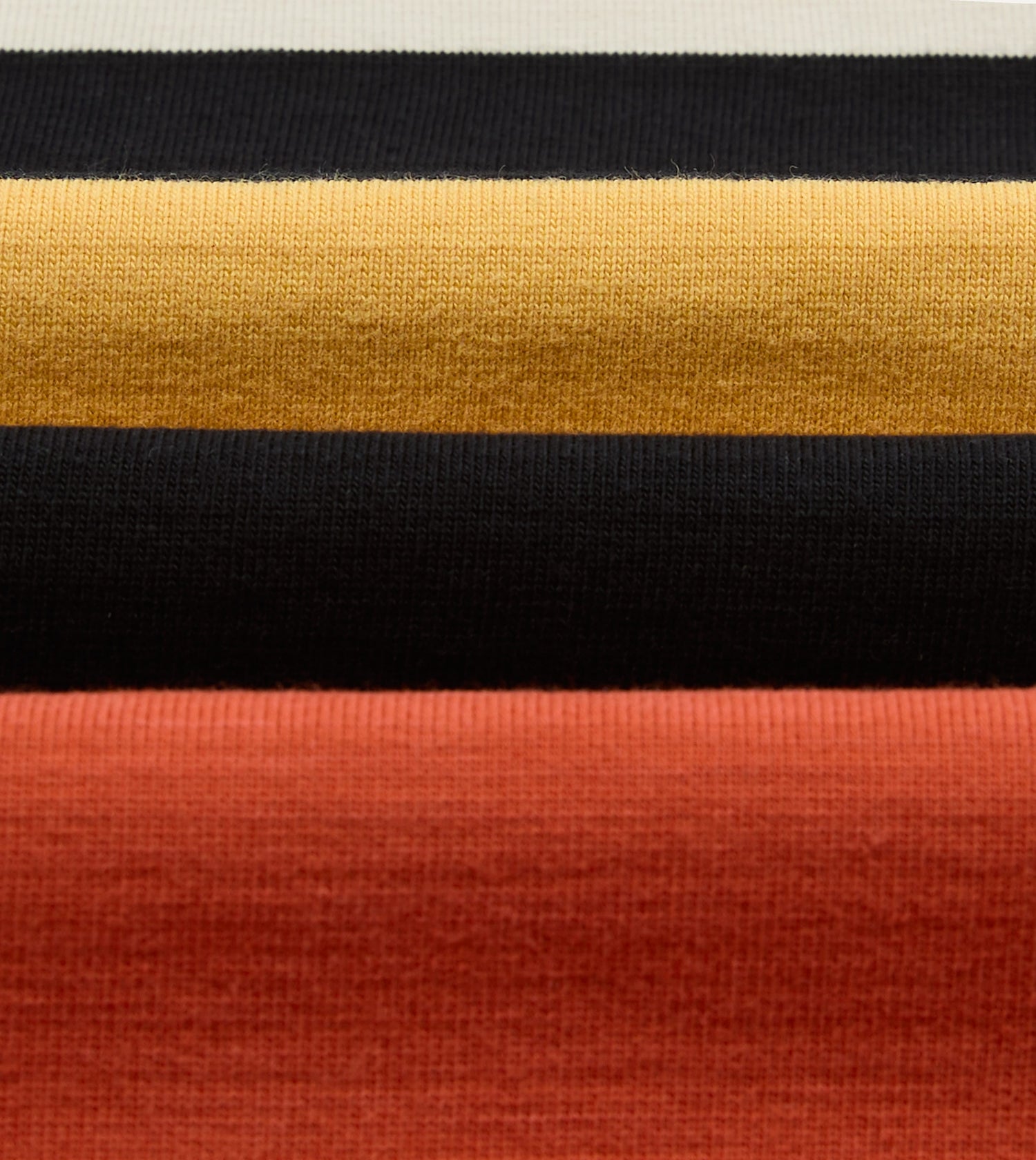 Ecru, Black and Orange Multi Stripe Cotton Rugby Shirt