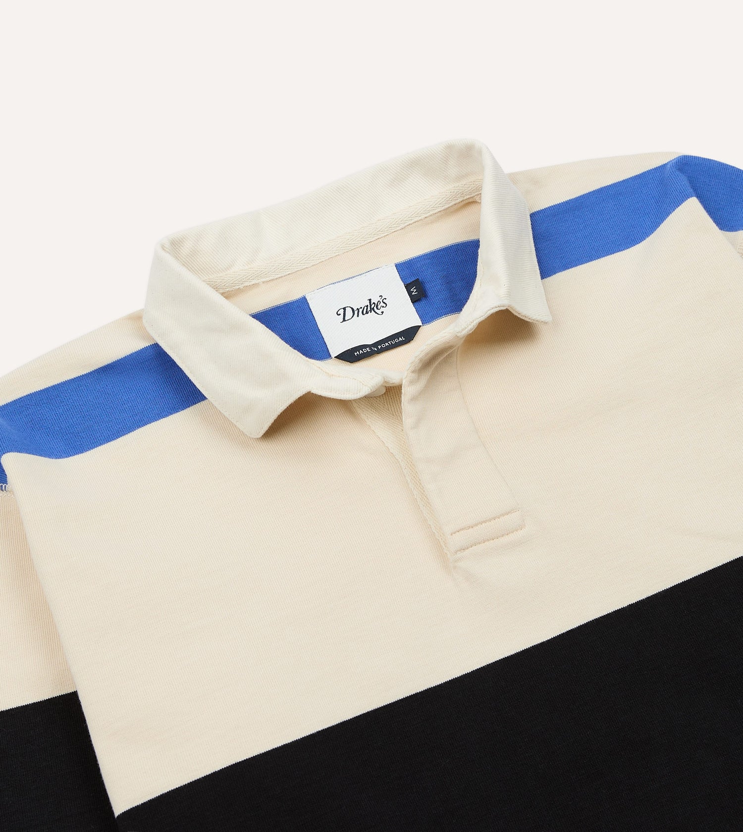 Ecru, Black and Orange Multi Stripe Cotton Rugby Shirt
