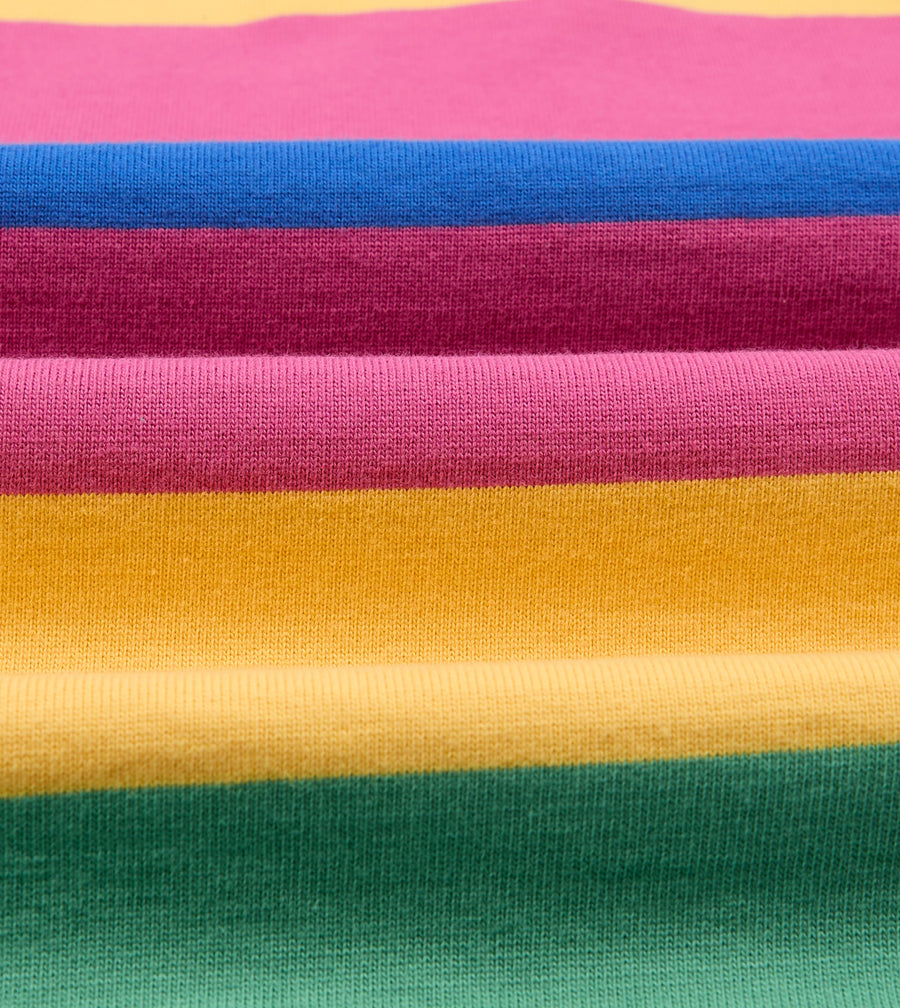 Pink, Green, Yellow and Navy Pastel Stripe Cotton Rugby Shirt