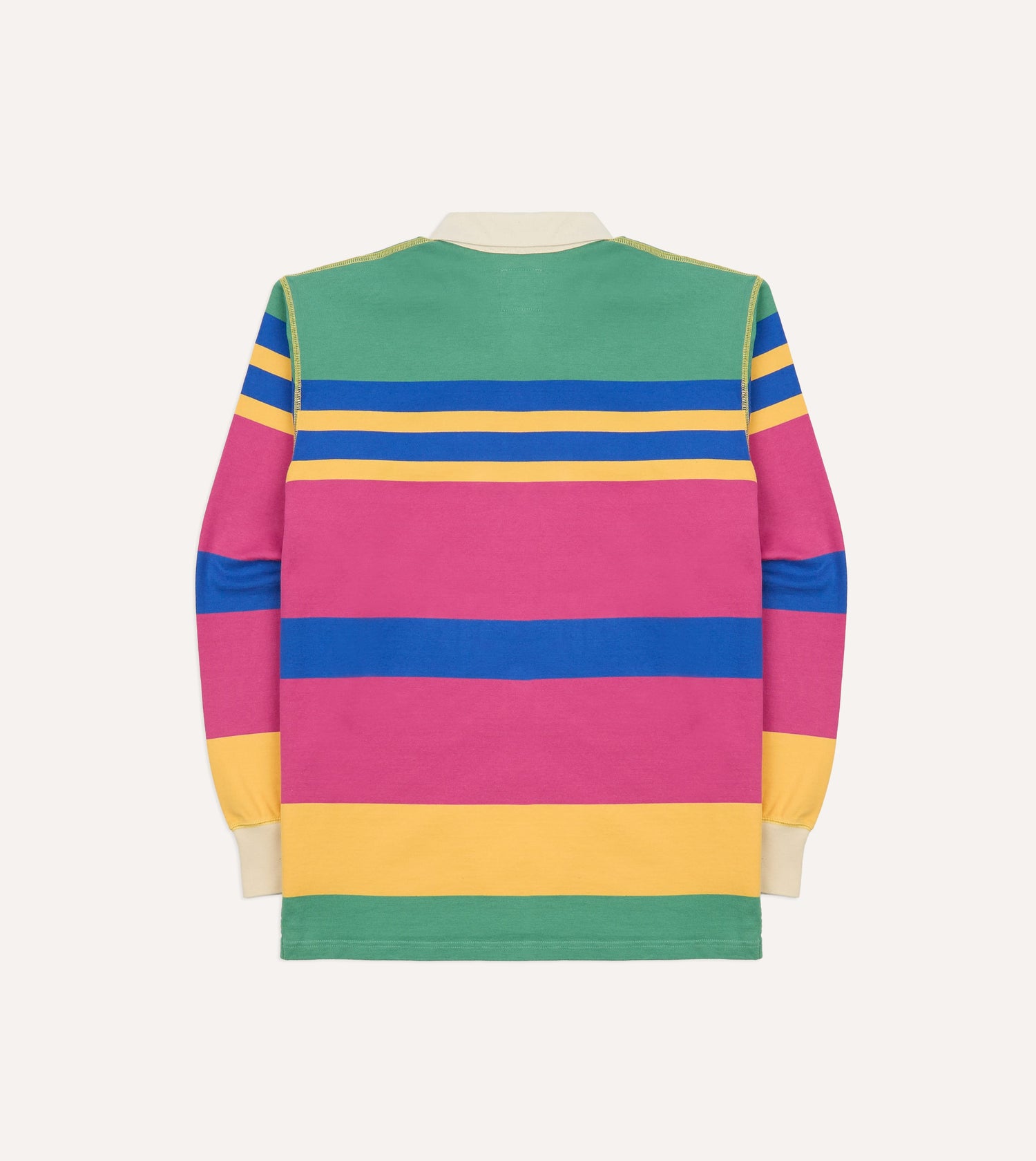Pink, Green, Yellow and Navy Pastel Stripe Cotton Rugby Shirt