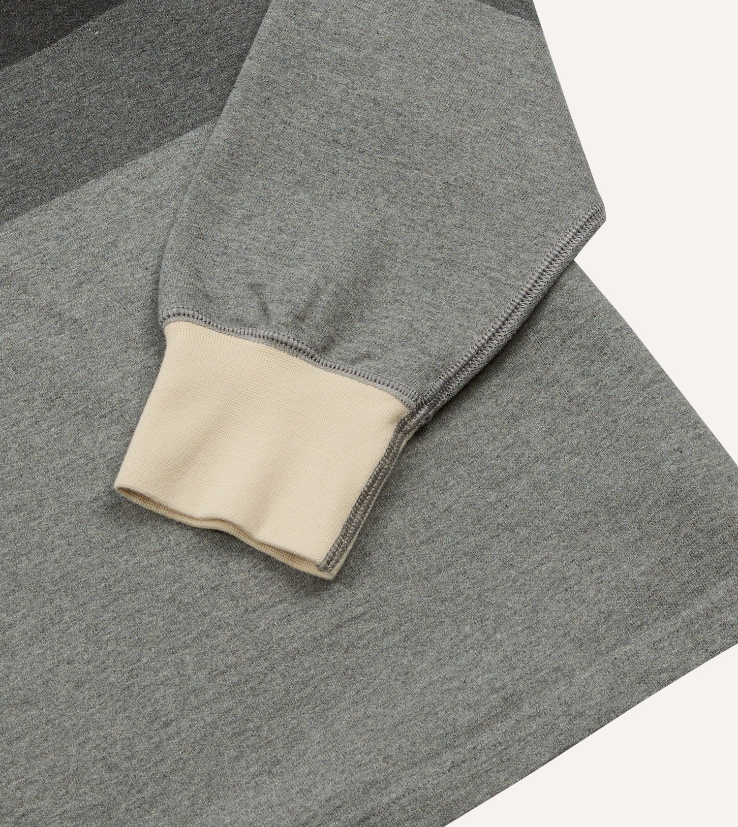 Grey Melange Centre Stripe Cotton Rugby Shirt