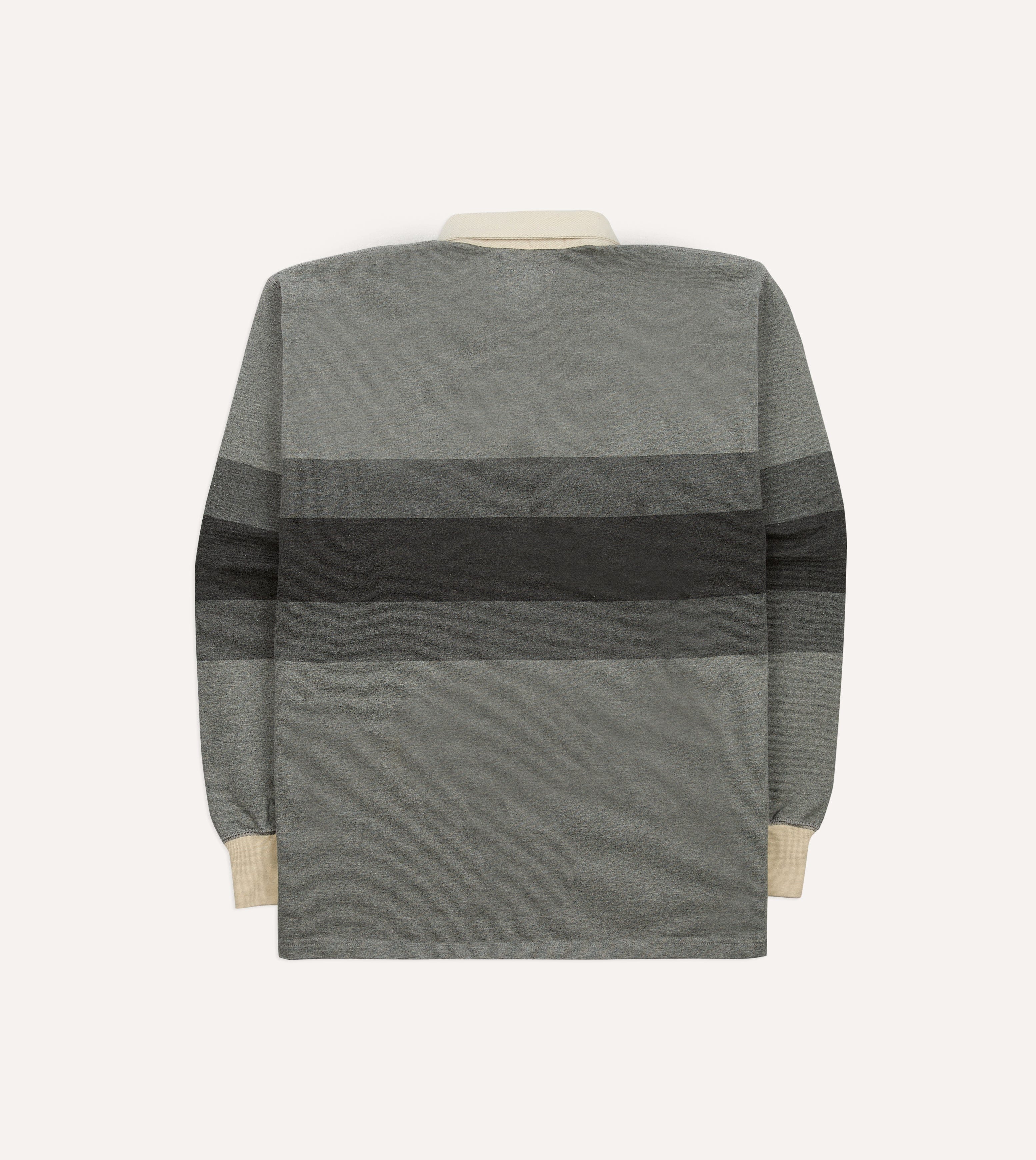 Grey Melange Centre Stripe Cotton Rugby Shirt