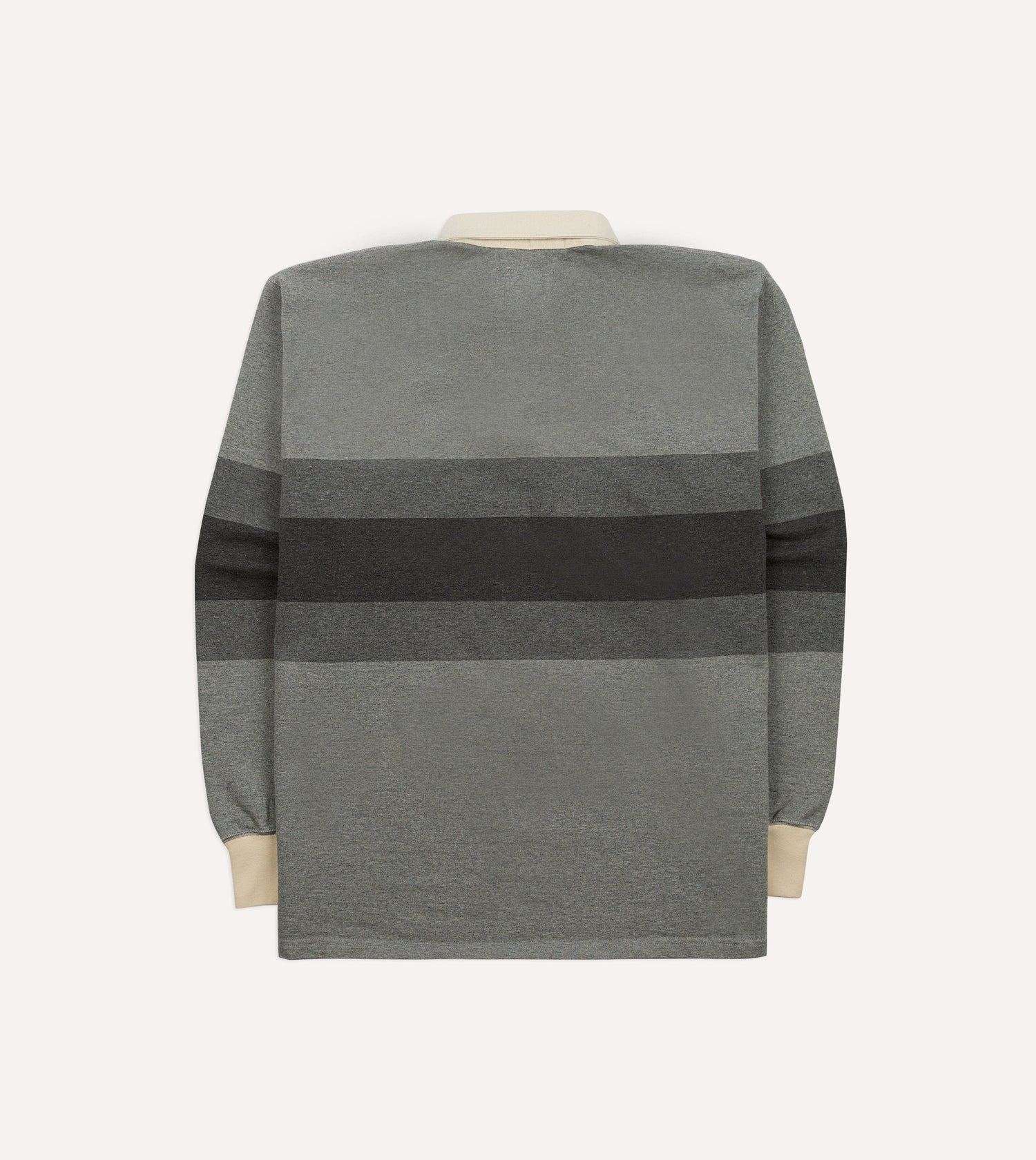 Grey Melange Centre Stripe Cotton Rugby Shirt