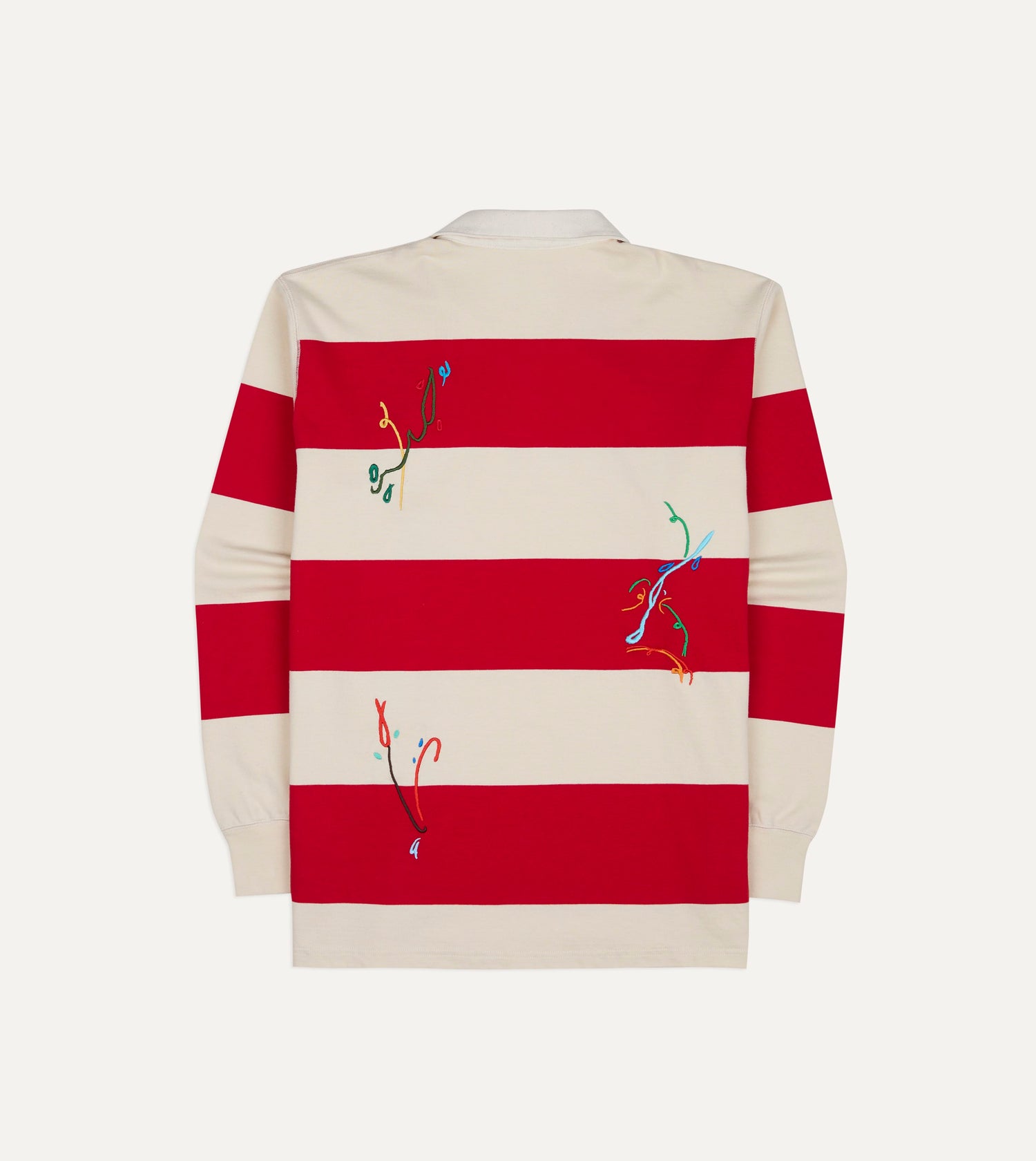 Mayumi Y. for Drake’s Stripe Cotton Embroidered Rugby Shirt