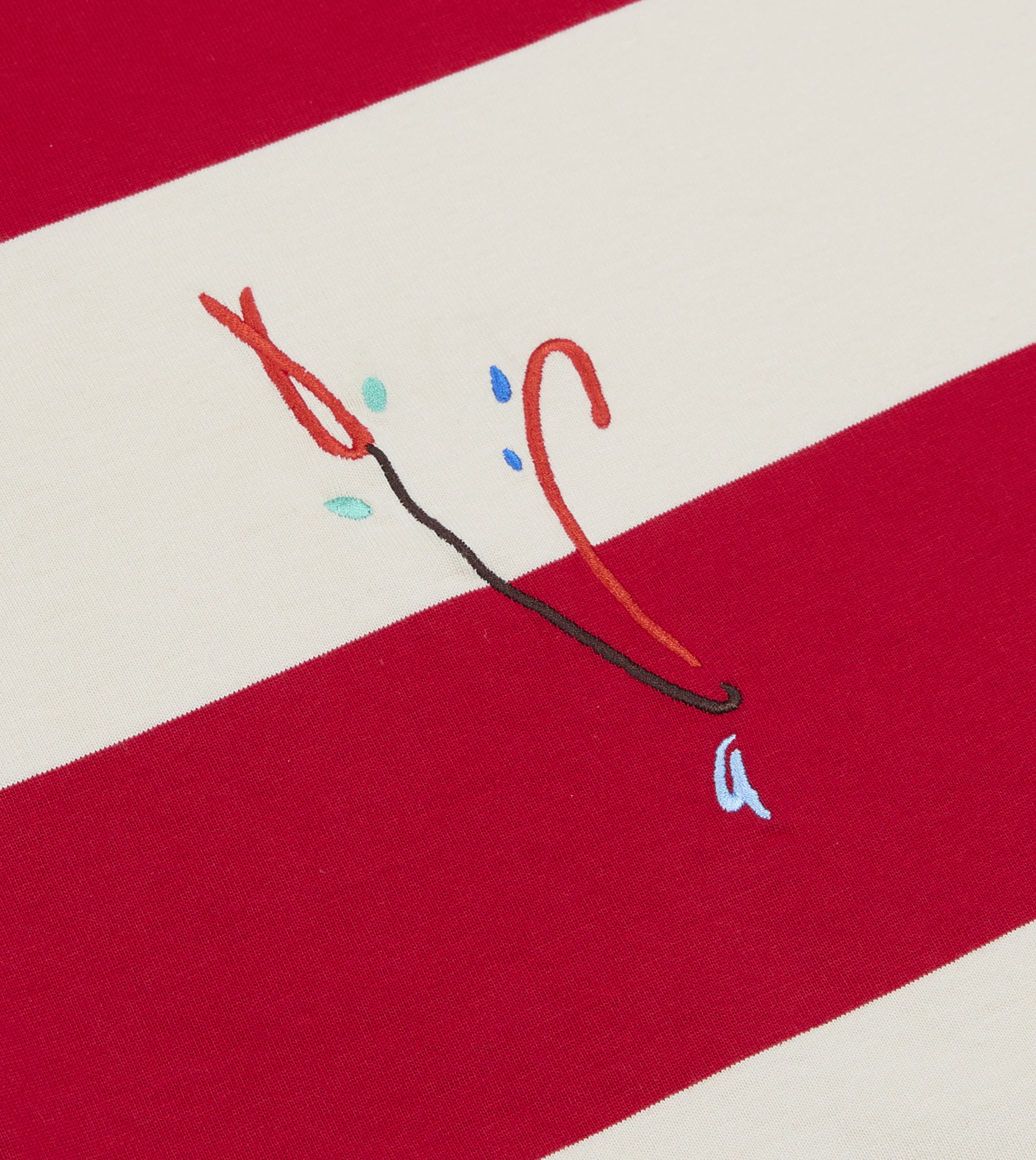 Mayumi Y. for Drake’s Stripe Cotton Embroidered Rugby Shirt