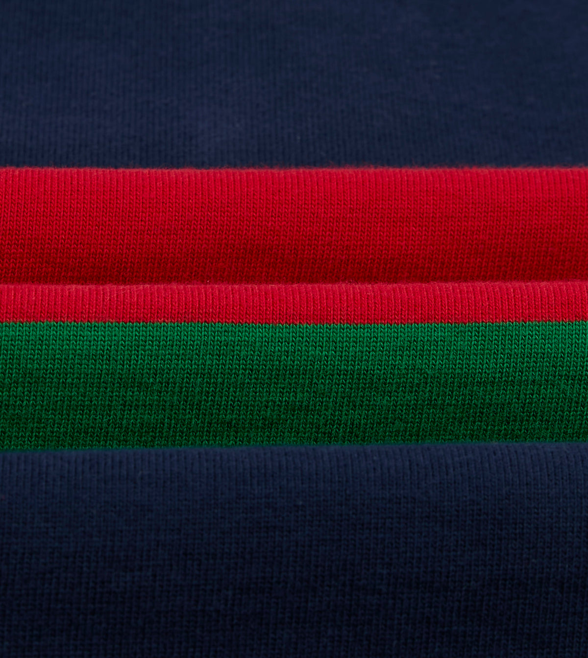 Navy, Red and Green Multi Stripe Cotton Rugby Shirt