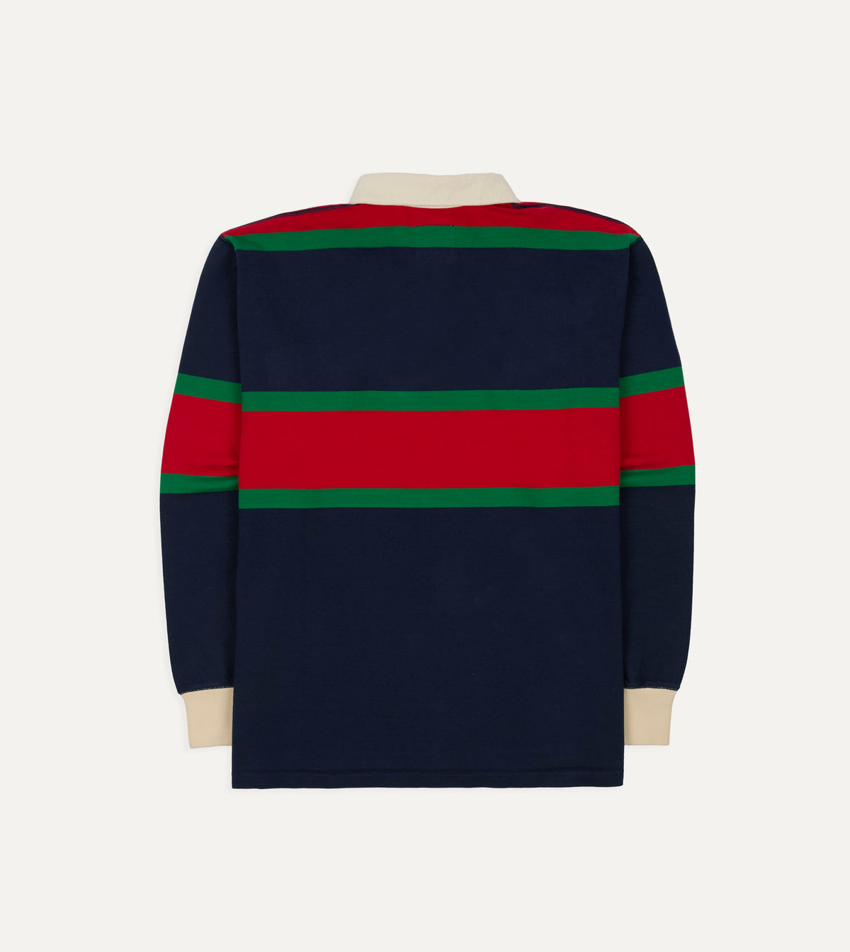 Navy, Red and Green Multi Stripe Cotton Rugby Shirt