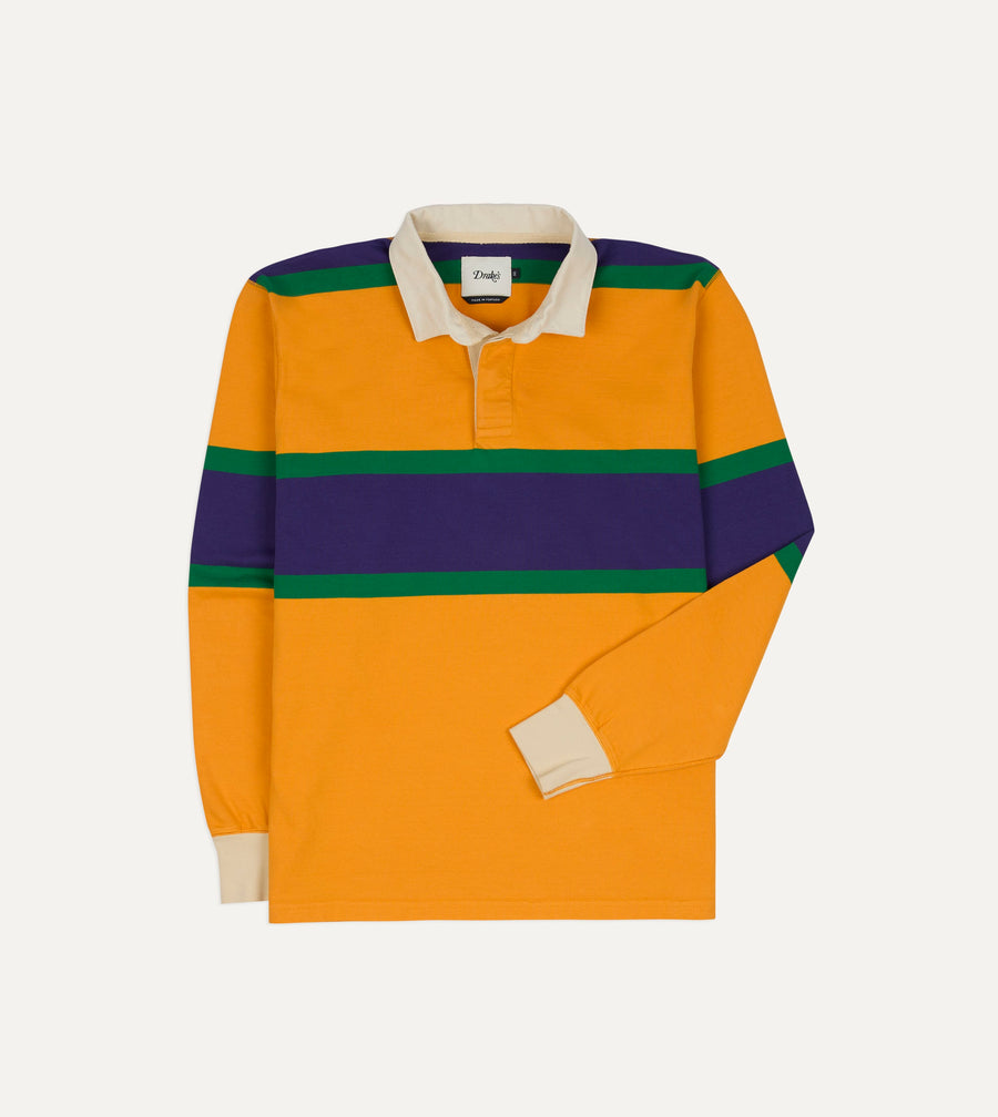 Yellow, Purple and Green Multi Stripe Cotton Rugby Shirt