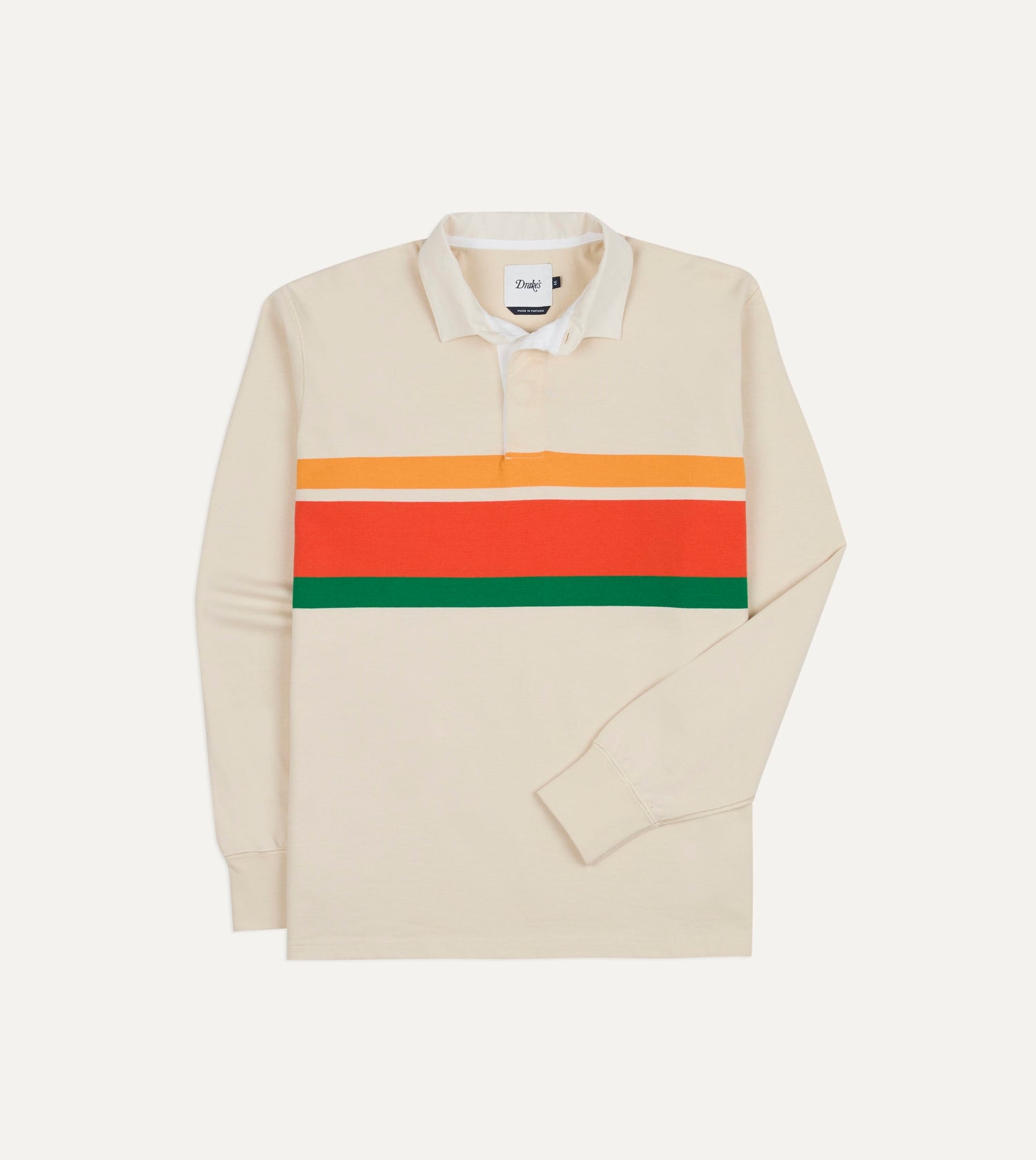 Ecru Multi Centre Stripe Cotton Rugby Shirt