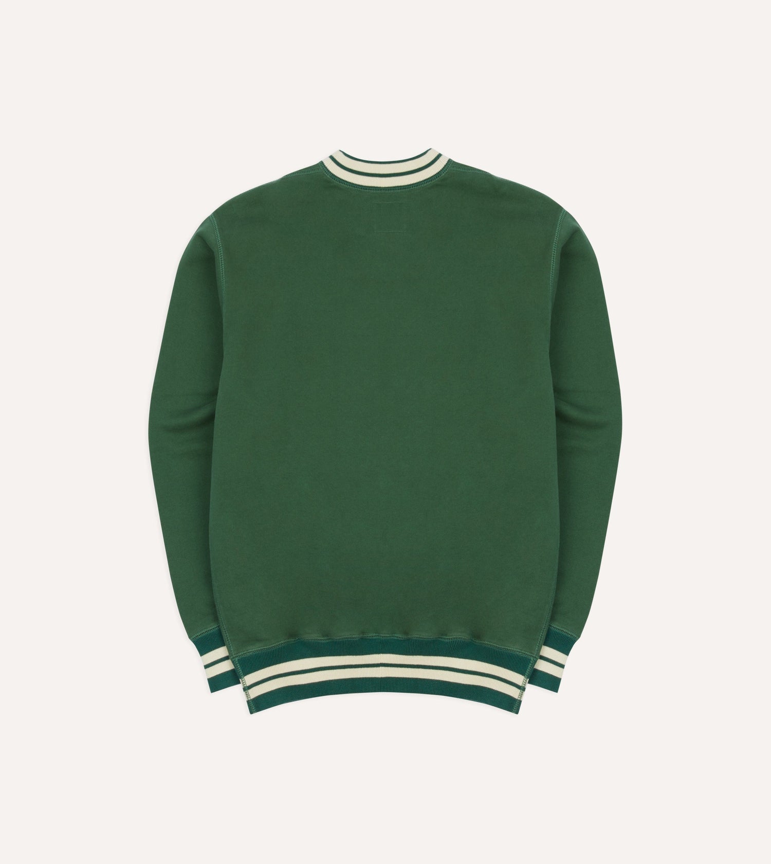 Green Striped Rib Cotton Jersey Sweatshirt