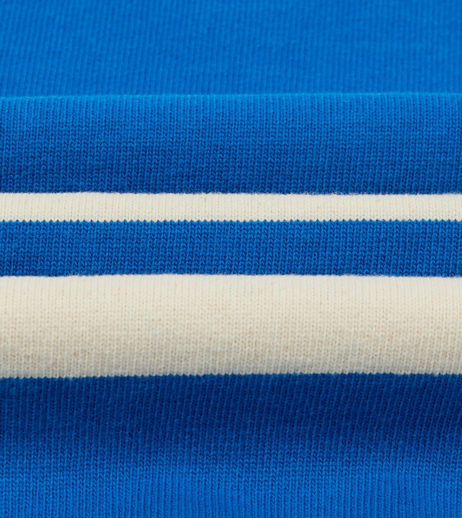 Blue and Antique White Stripe Cotton Raglan Sweatshirt