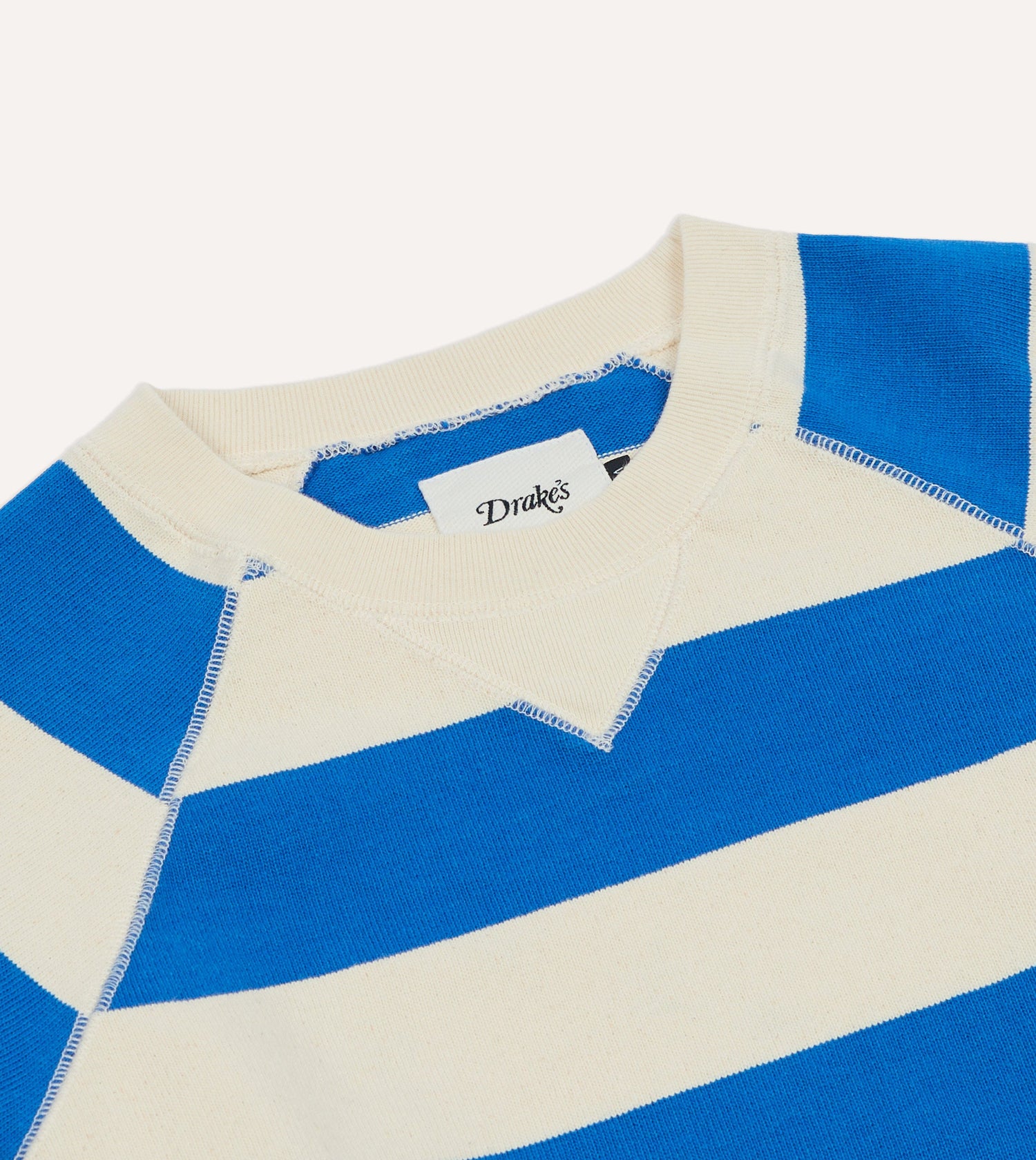 Blue and Antique White Stripe Cotton Raglan Sweatshirt