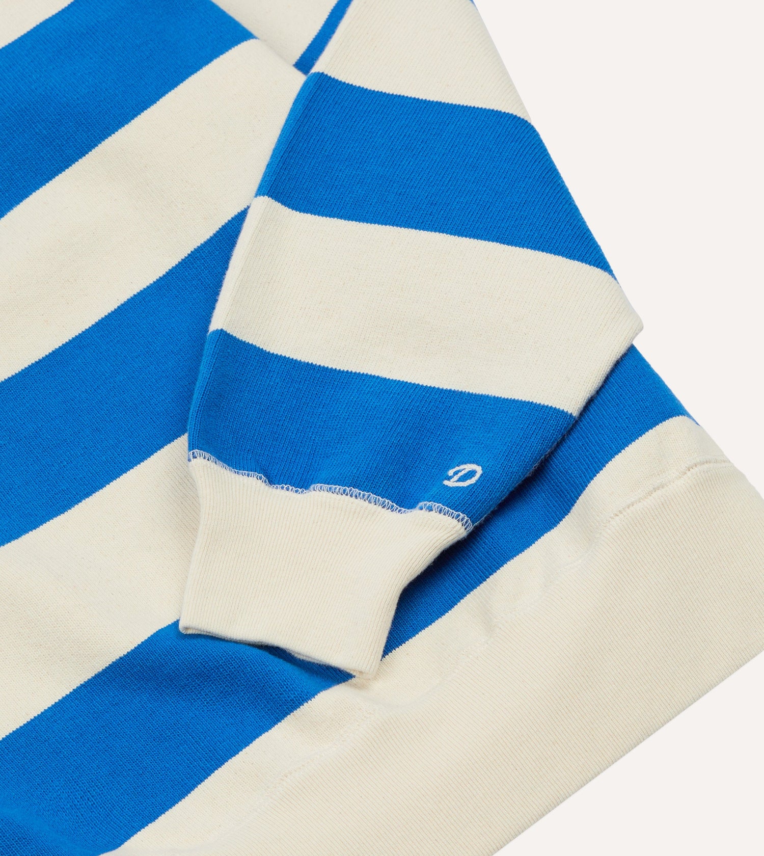 Blue and Antique White Stripe Cotton Raglan Sweatshirt