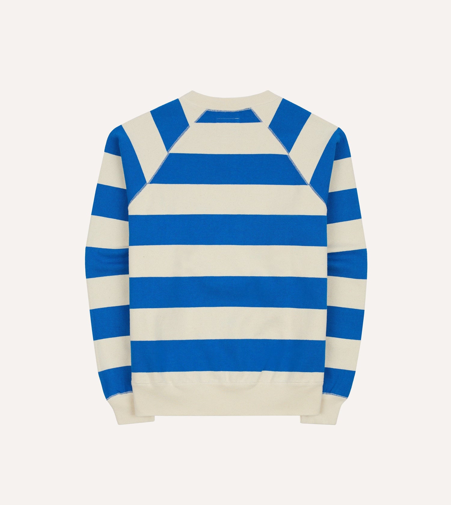 Blue and Antique White Stripe Cotton Raglan Sweatshirt