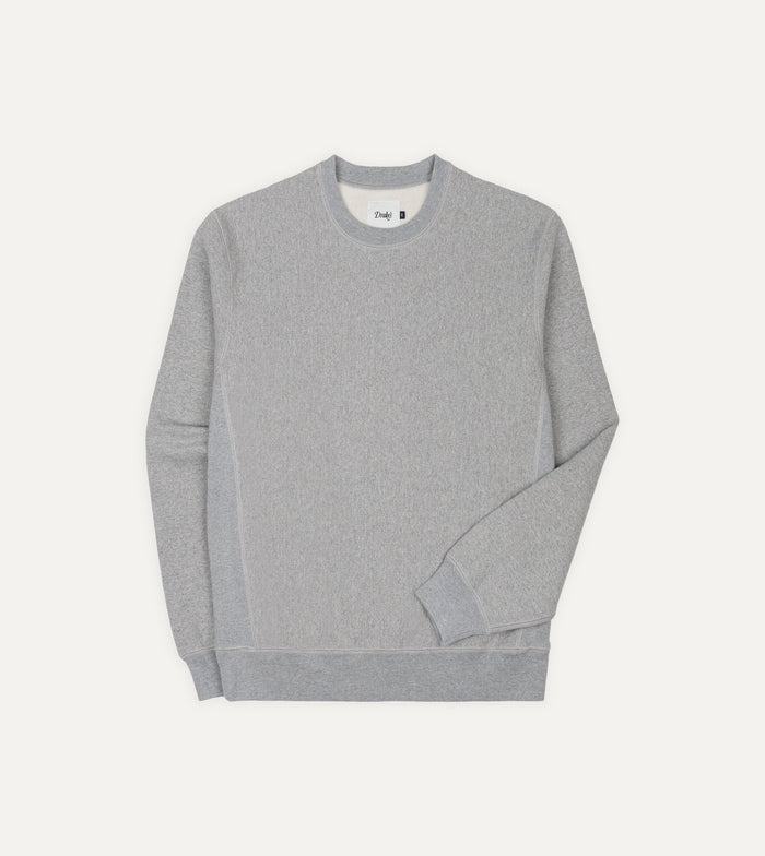 Grey Melange Cotton Reverse Weave Sweatshirt