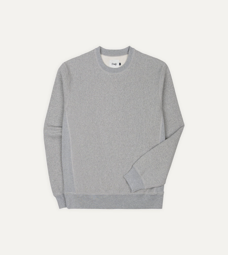 Grey Melange Cotton Reverse Weave Sweatshirt